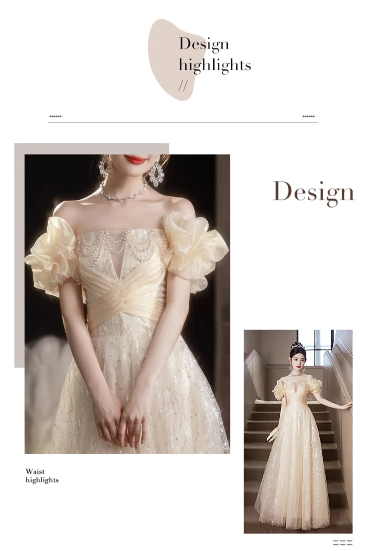 Champagne-Off-Shoulder-Puff-Sleeves-Glitter-Evening-Dress-Cocktail-Ball-Gown09
