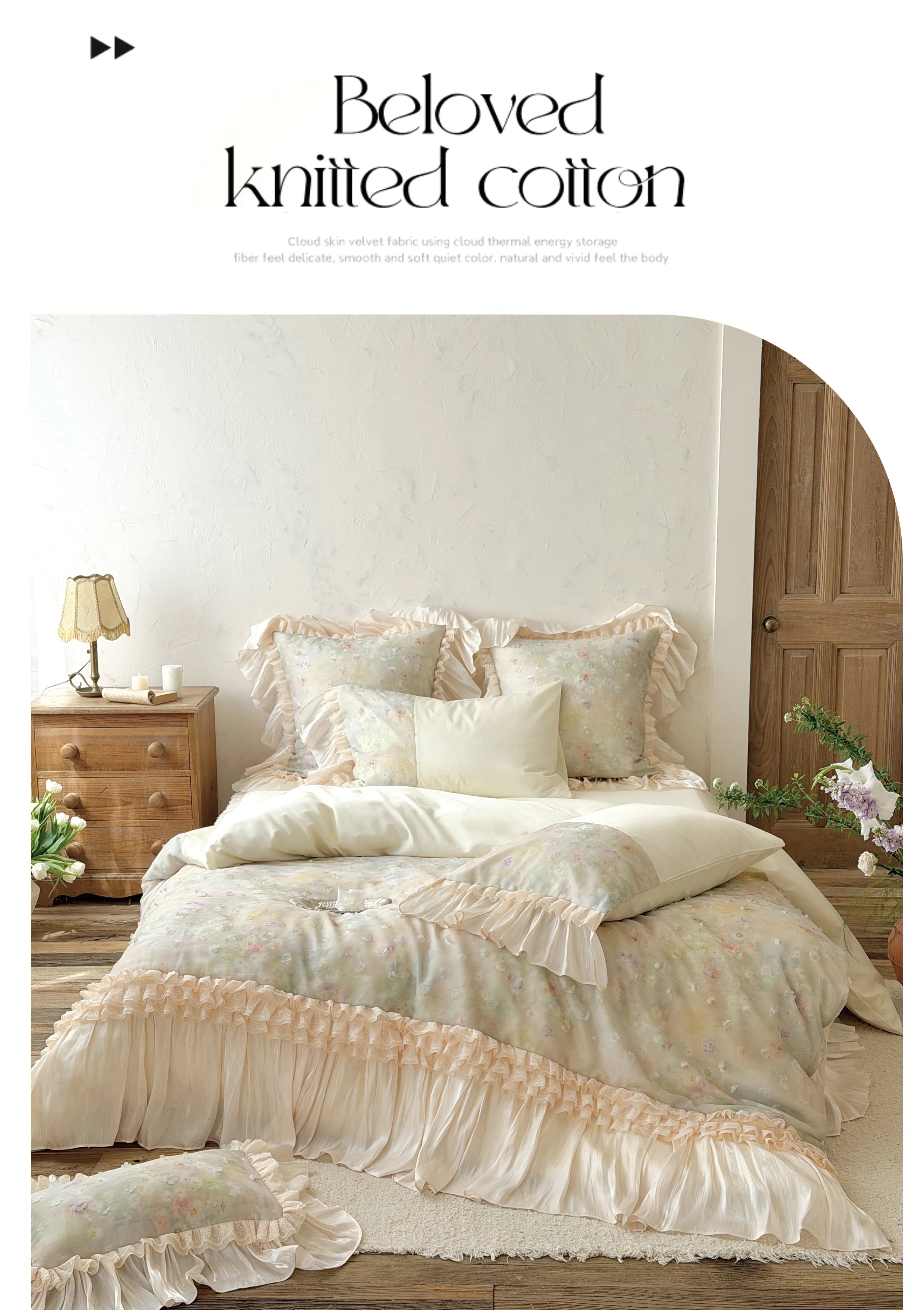 Cottage-Pastel-Green-Floral-Ruffle-Glass-Yarn-Edges-Cotton-Duvet-Cover-Set07