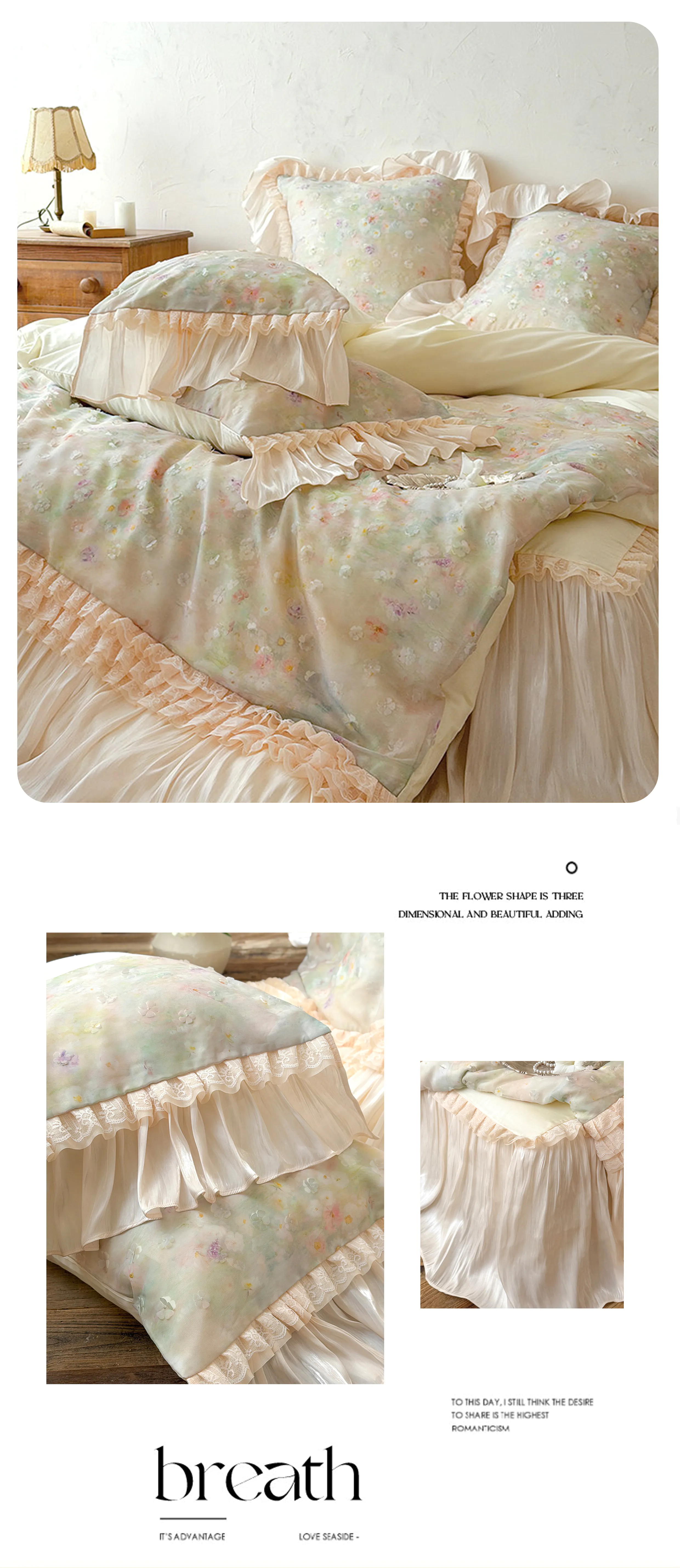 Cottage-Pastel-Green-Floral-Ruffle-Glass-Yarn-Edges-Cotton-Duvet-Cover-Set10