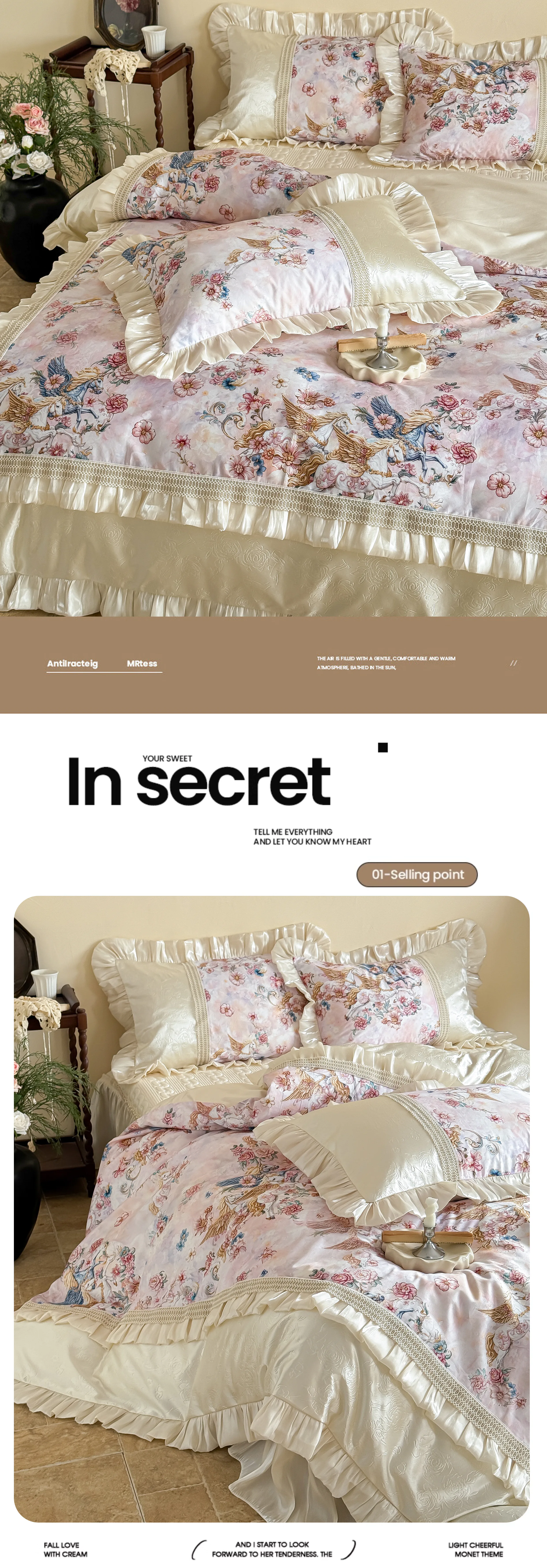 Dreamy-Flying-Horse-Flower-Print-Ruffle-Trim-Tencel-Cotton-Bedding-Set08