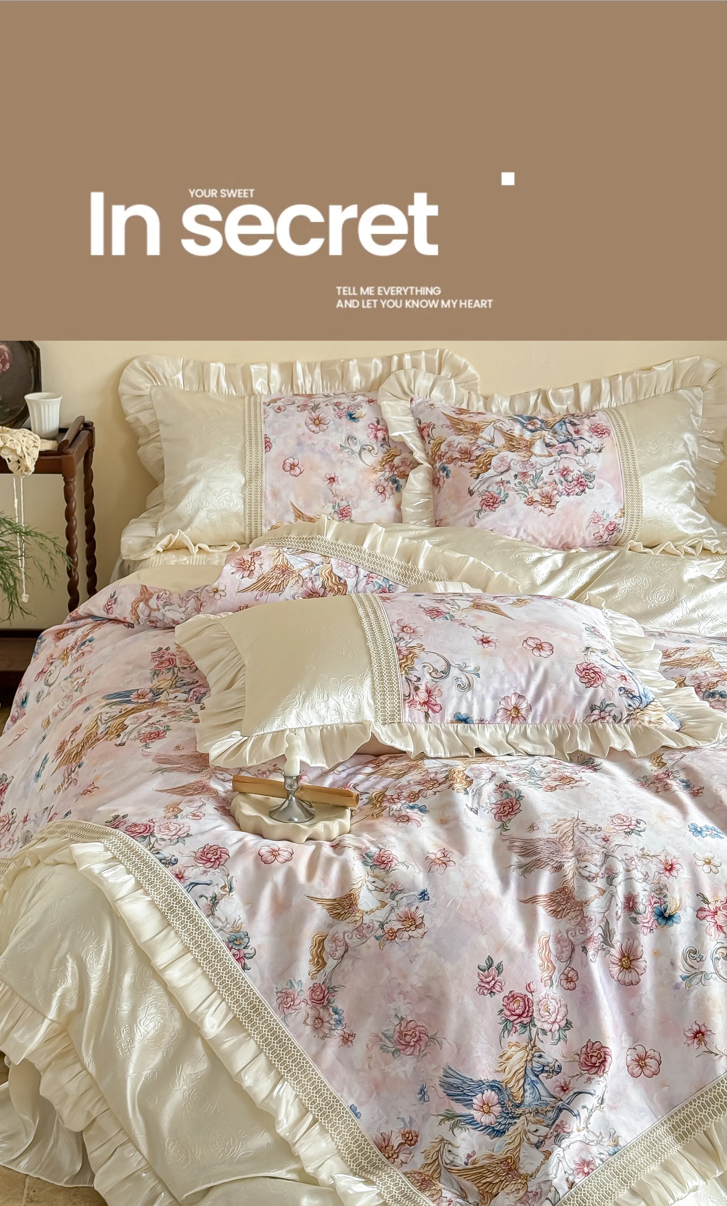 Dreamy-Flying-Horse-Flower-Print-Ruffle-Trim-Tencel-Cotton-Bedding-Set10