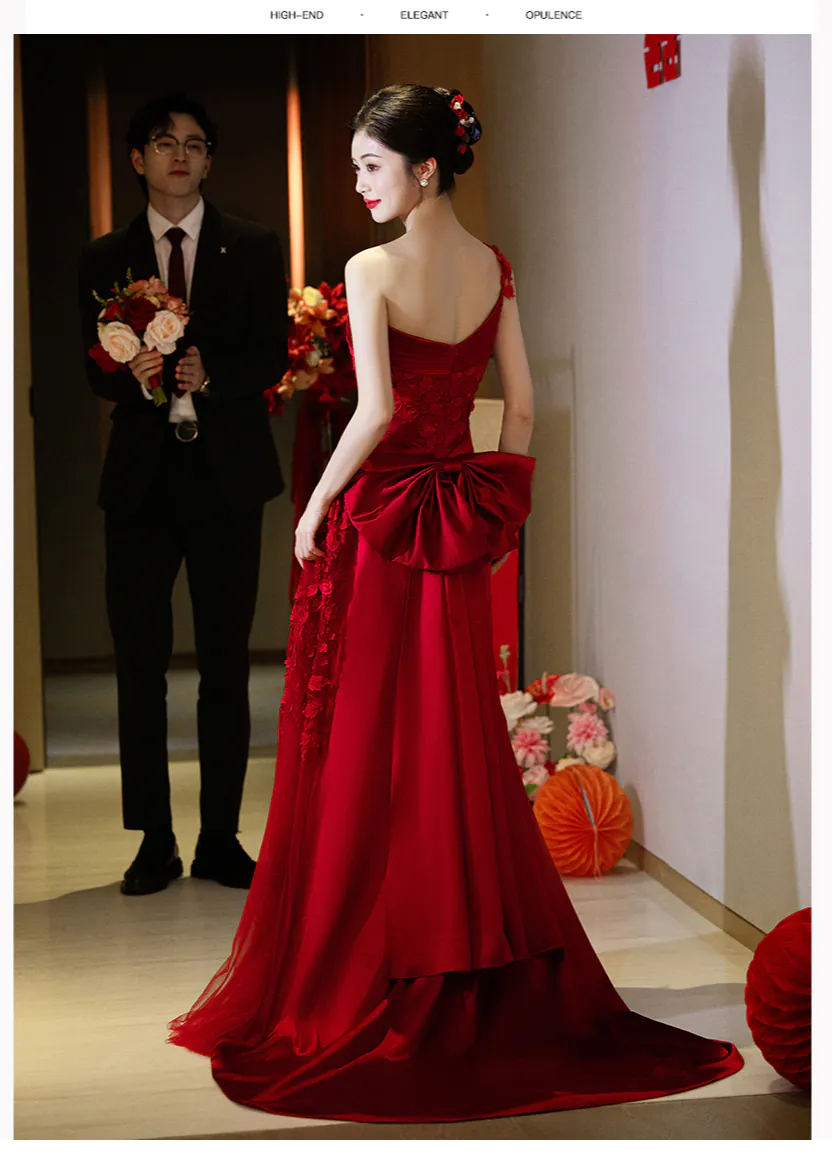 Elegant-Red-One-Shoulder-Satin-Lace-Wedding-Toast-Party-Formal-Dress14