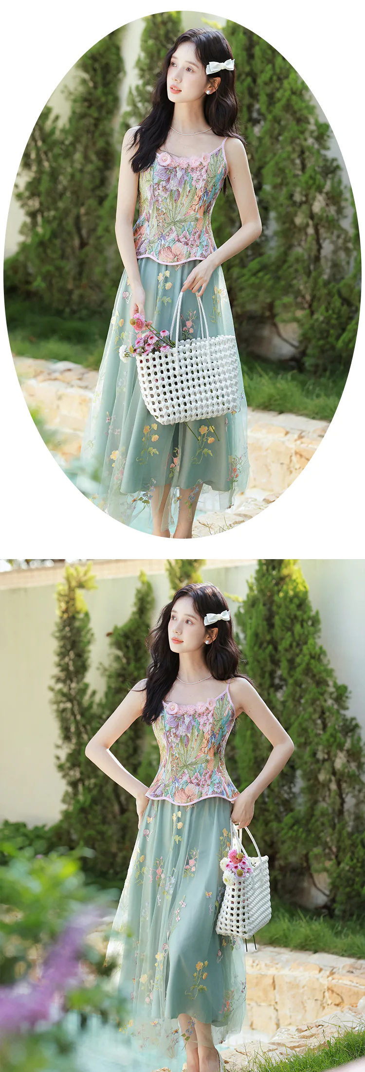Ethereal-Green-Floral-Corset-Top-with-Sheer-Mesh-Skirt-Summer-Casual-Outfit13