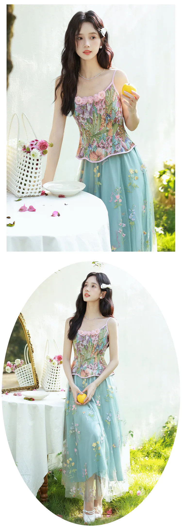 Ethereal-Green-Floral-Corset-Top-with-Sheer-Mesh-Skirt-Summer-Casual-Outfit15