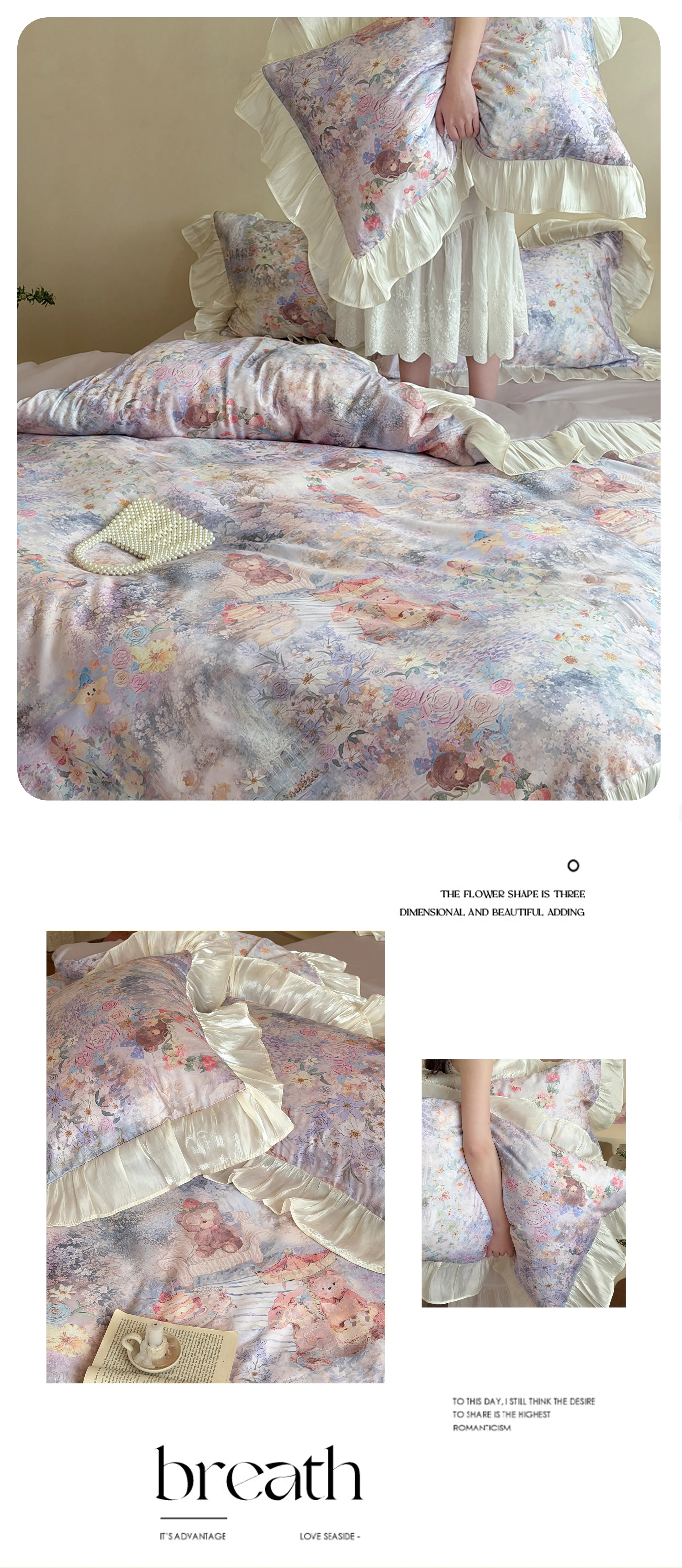 Retro-Princess-Oil-Painting-Teddy-Bear-Floral-Tencel-Cotton-Bedding-Set17