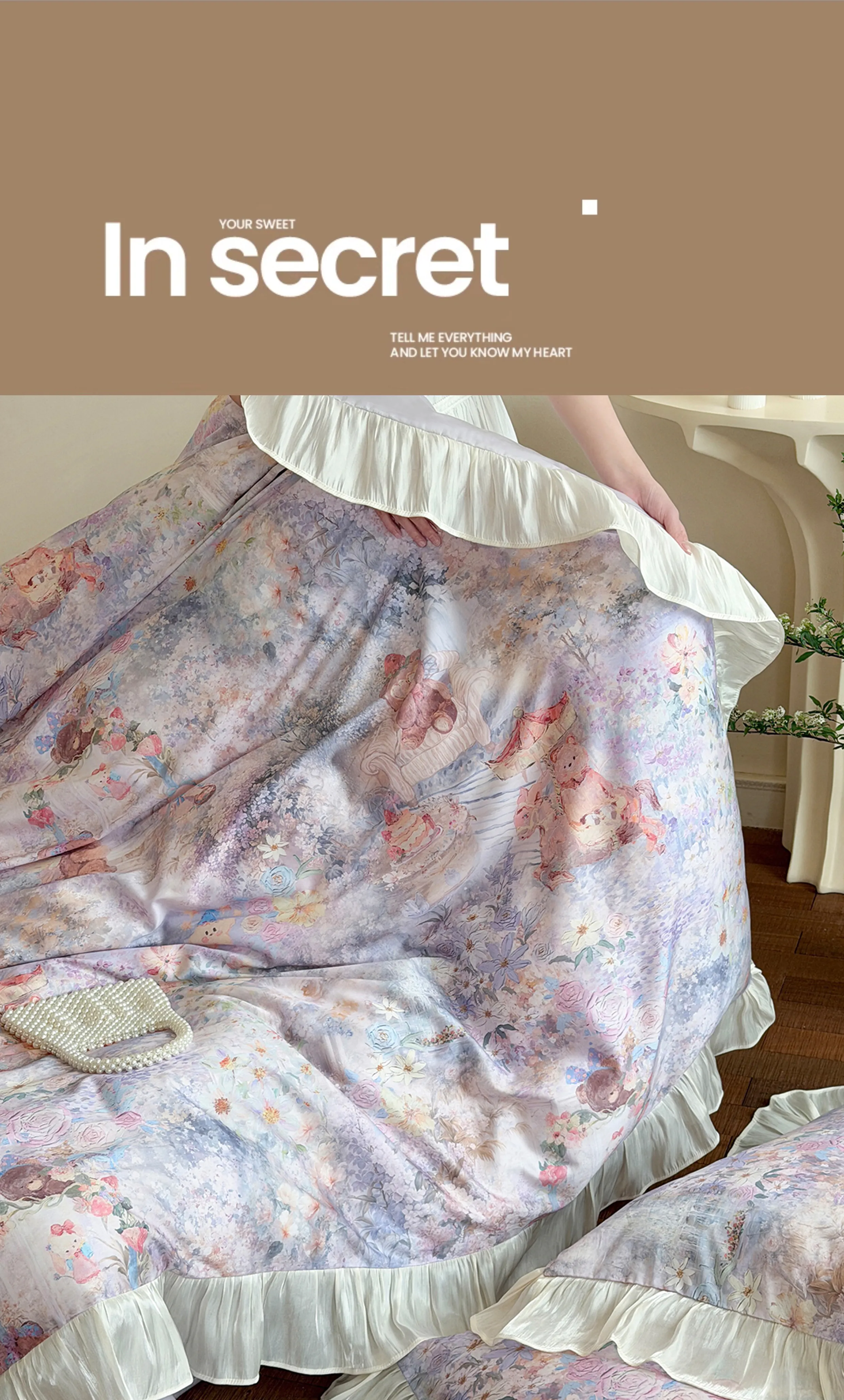 Retro-Princess-Oil-Painting-Teddy-Bear-Floral-Tencel-Cotton-Bedding-Set18