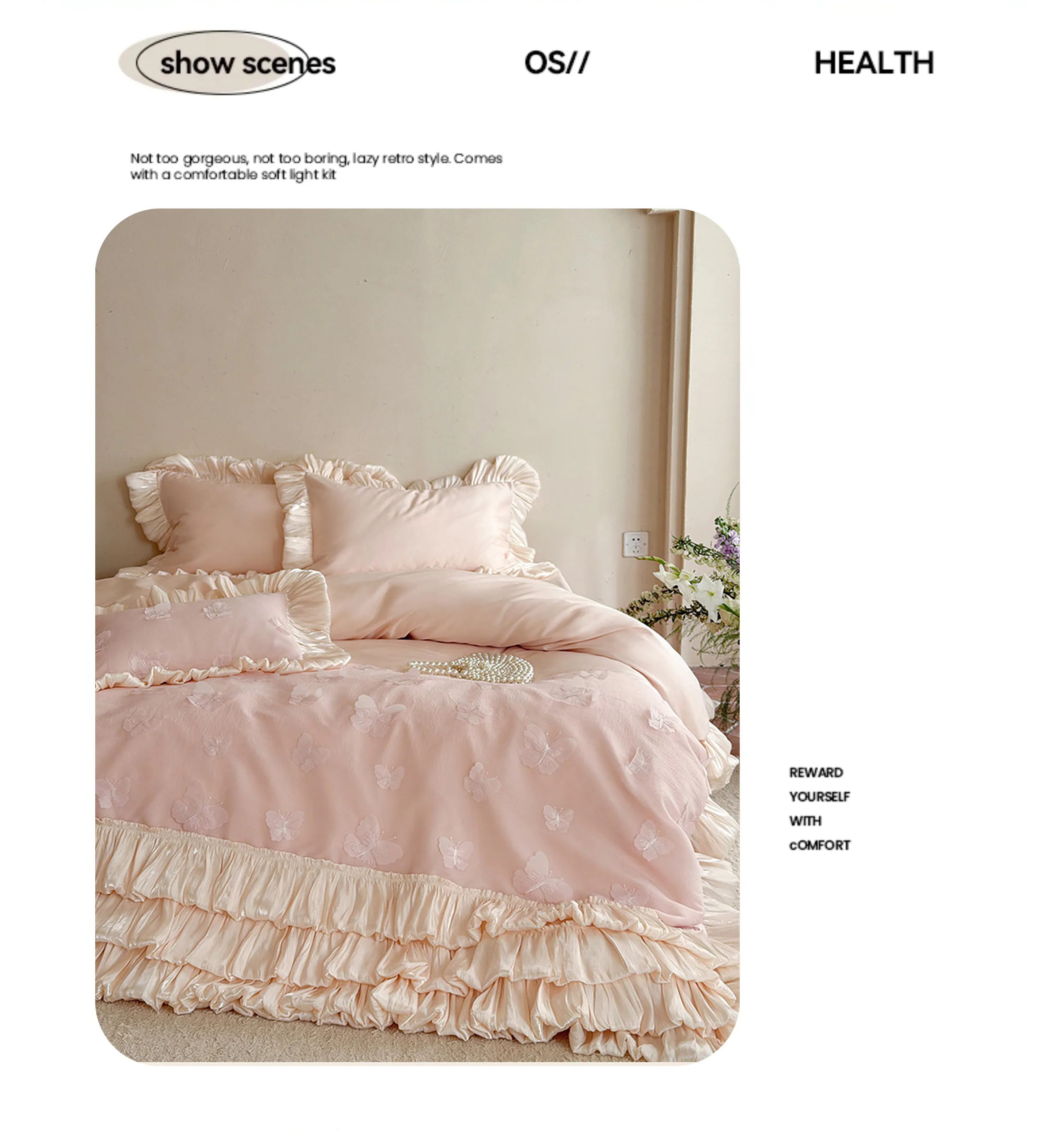 Soft-Pink-3D-Butterfly-Pleated-Ruffle-100s-Australian-Cotton-Bed-Linen-Set08