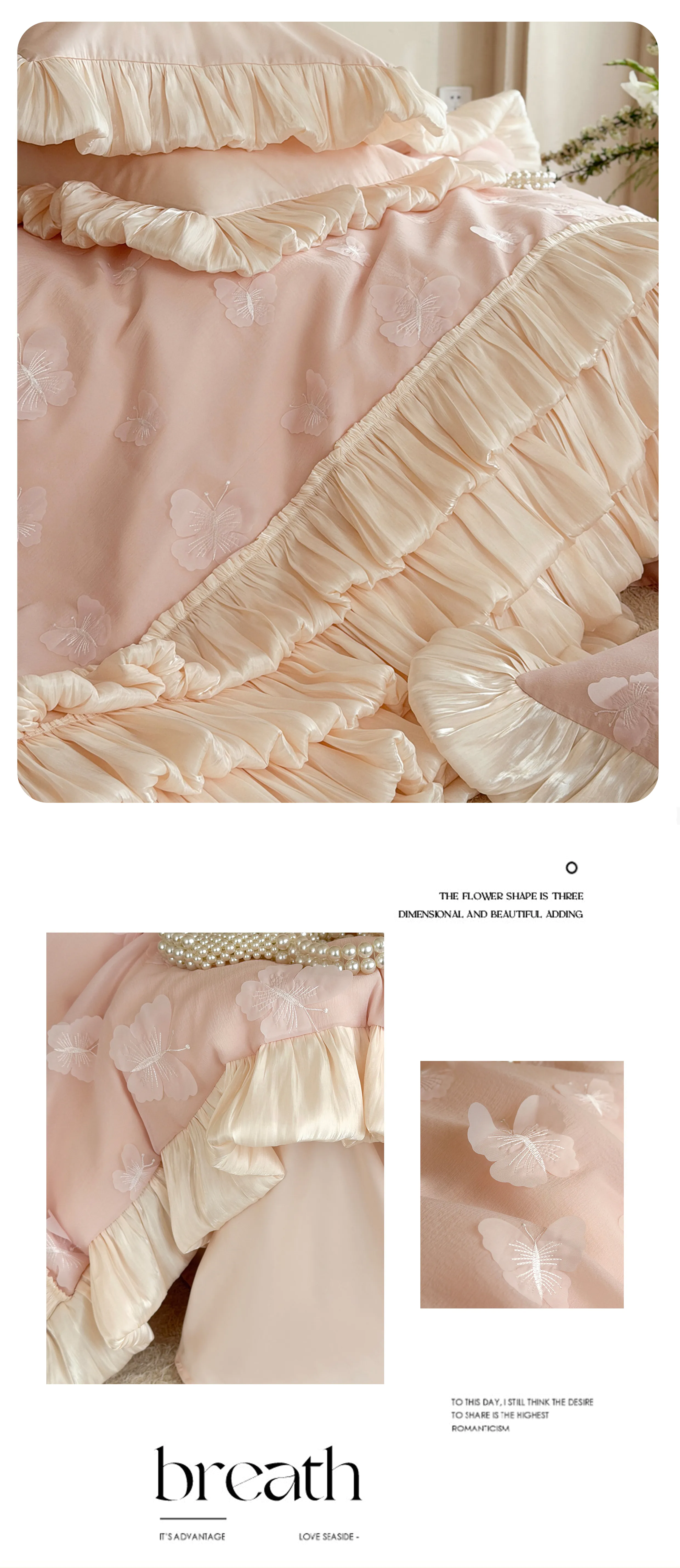 Soft-Pink-3D-Butterfly-Pleated-Ruffle-100s-Australian-Cotton-Bed-Linen-Set10