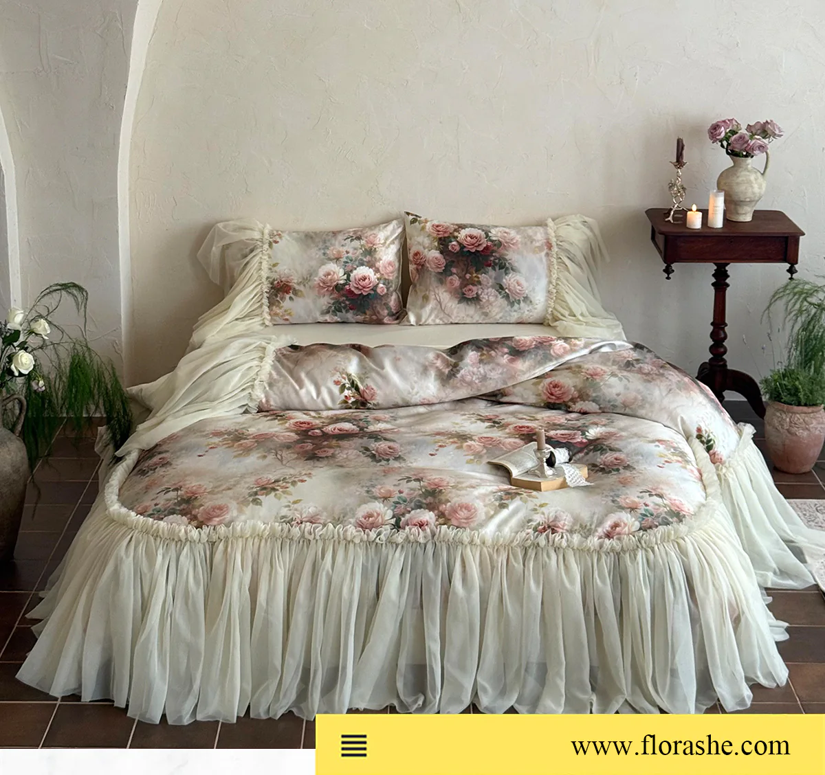 Vintage-French-Rose-Garden-50s-100-Cotton-Floral-Duvet-Cover-Bedding-Set07