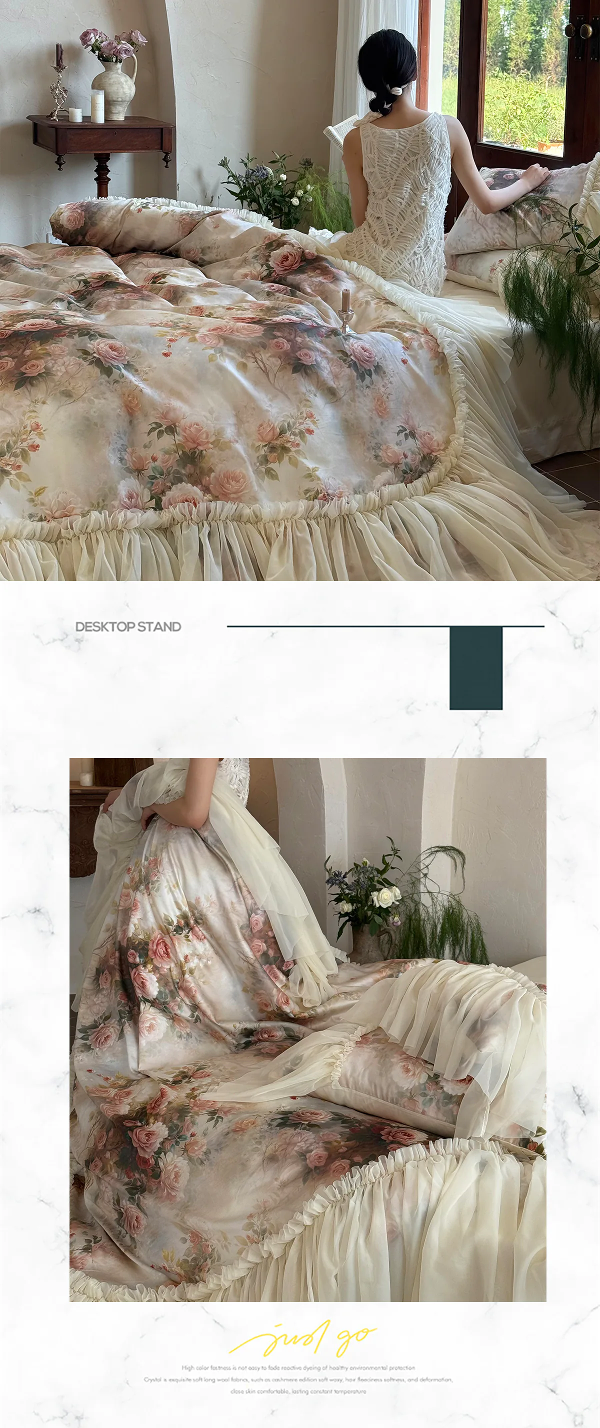 Vintage-French-Rose-Garden-50s-100-Cotton-Floral-Duvet-Cover-Bedding-Set11