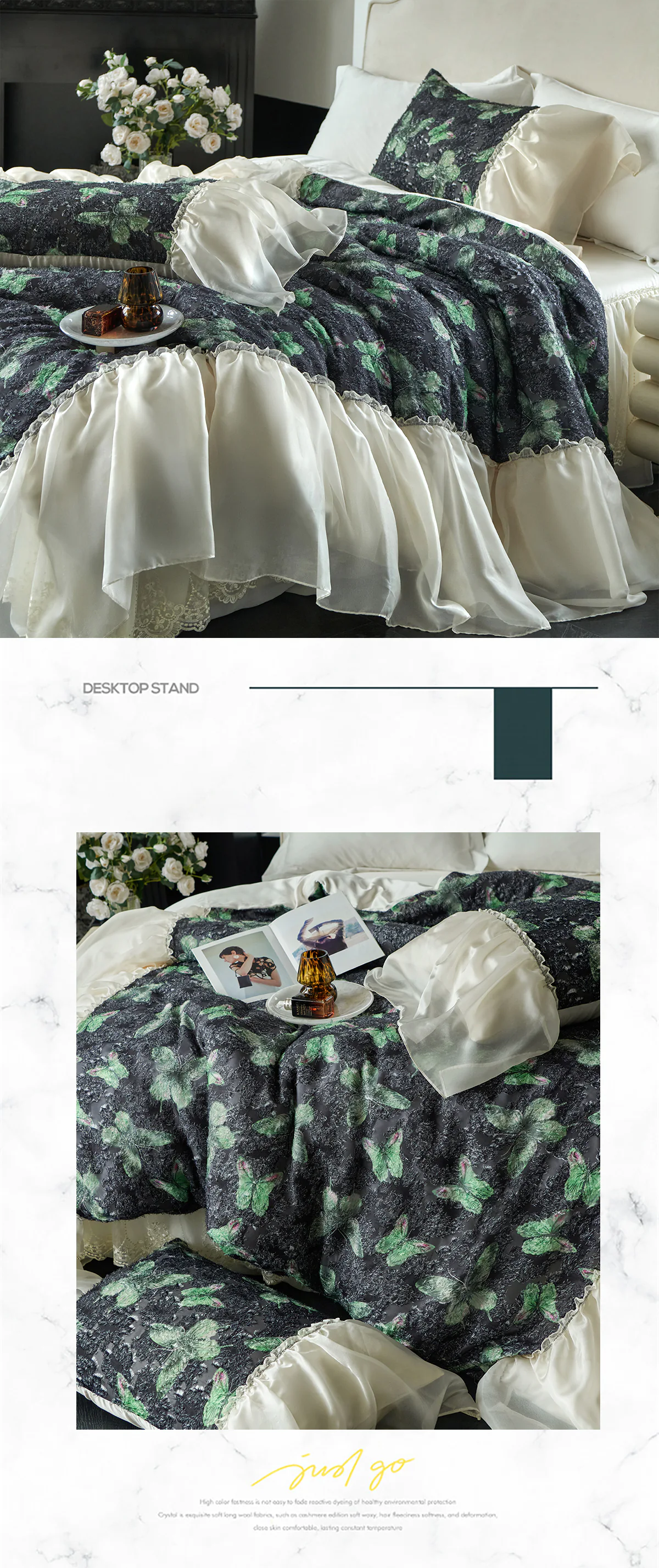 Modern-60s-Tencel-Butterfly-Ruffle-Trim-Bedding-4-Pcs-Set-Queen-King-Size11