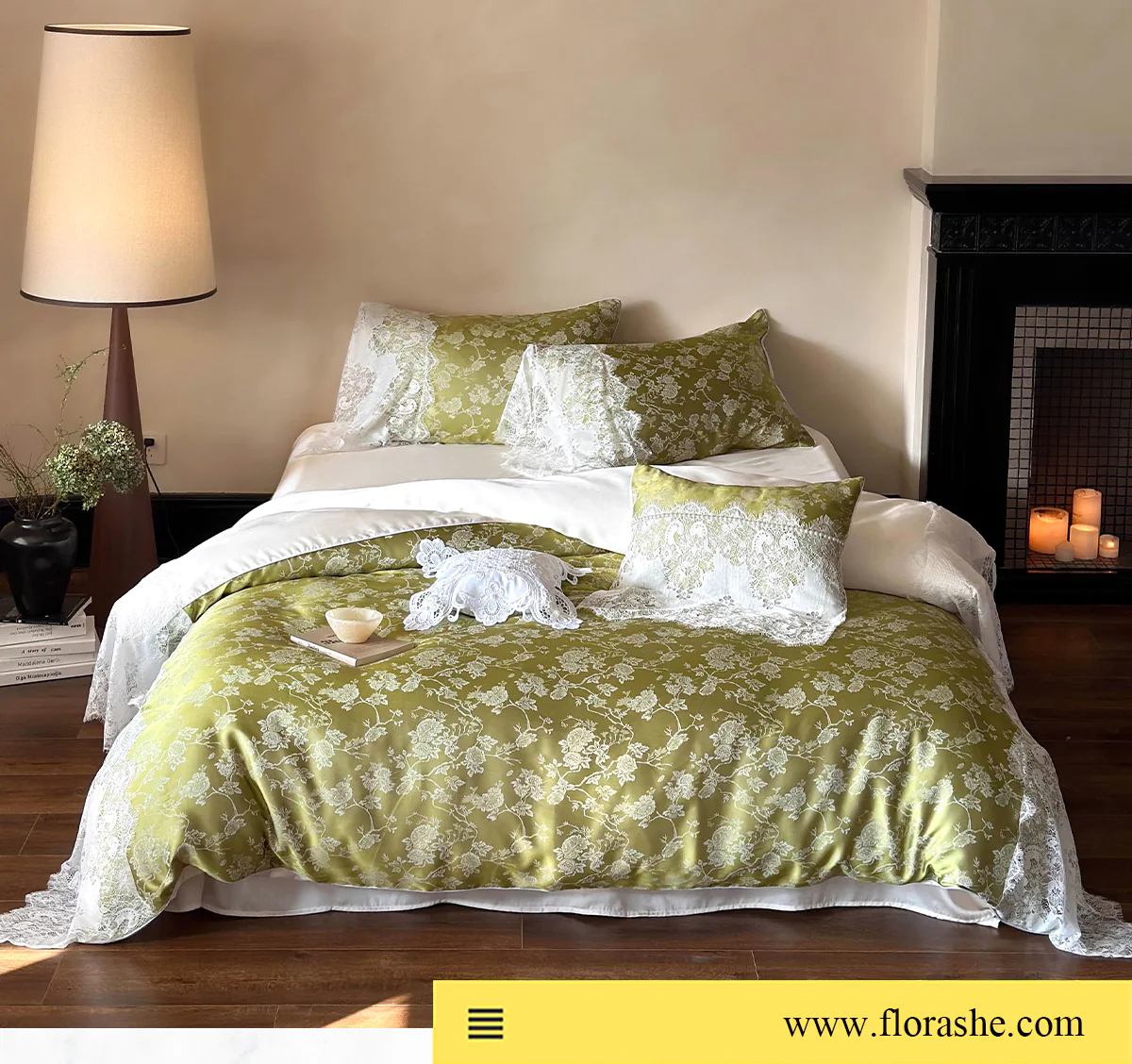 Elegant-Olive-Green-Lace-Trim-Jacquard-Duvet-Cover-Pillowcases-Bedding-Set07