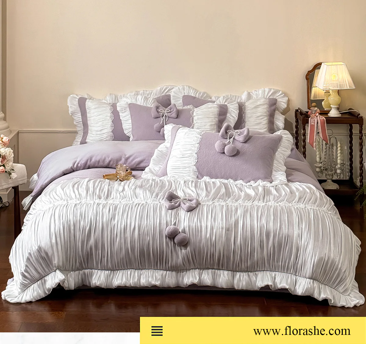 French-Princess-Style-Light-Purple-260g-Matte-Milk-Velvet-Bedding-4-Pcs-Set07