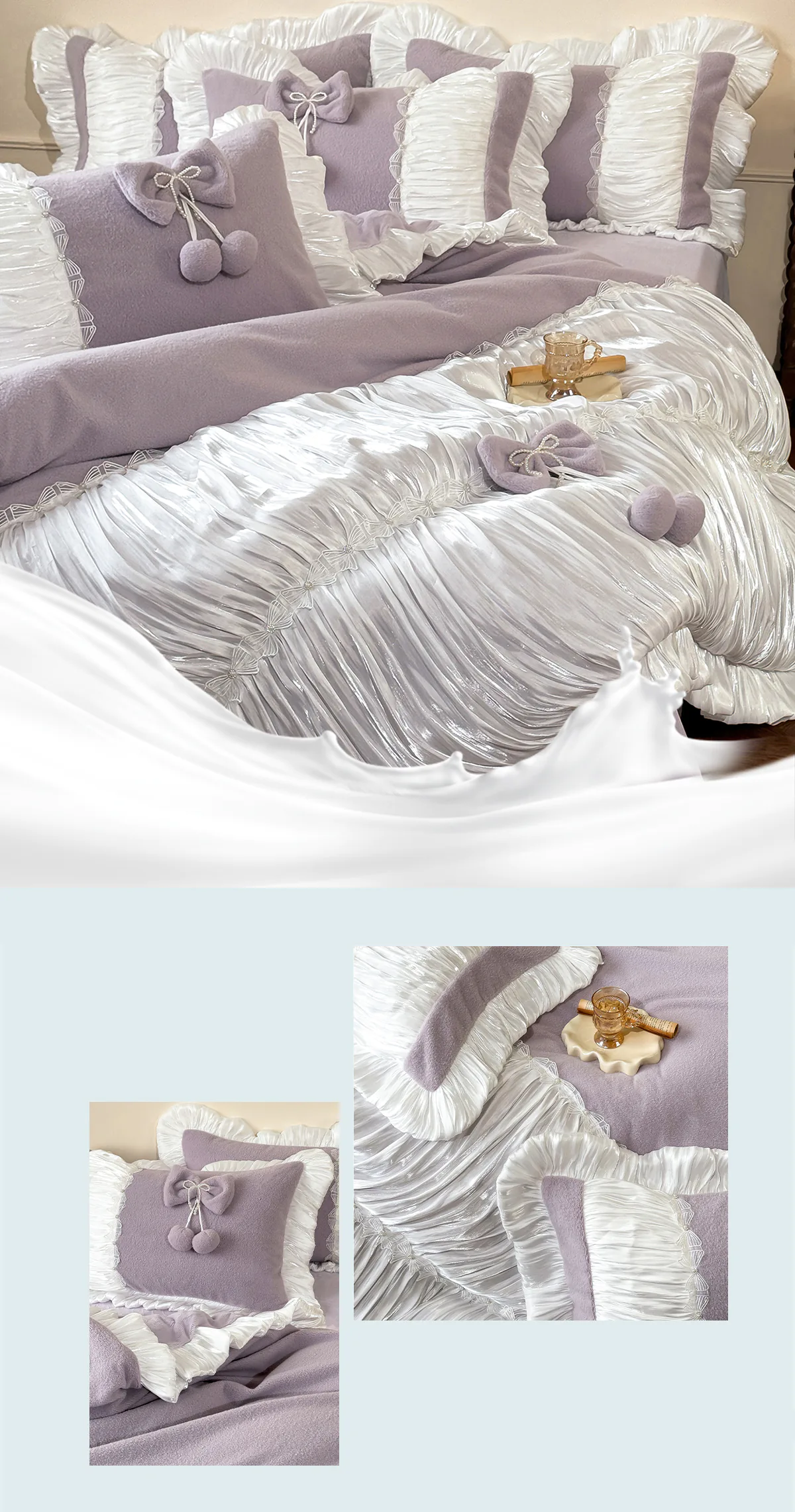 French-Princess-Style-Light-Purple-260g-Matte-Milk-Velvet-Bedding-4-Pcs-Set10