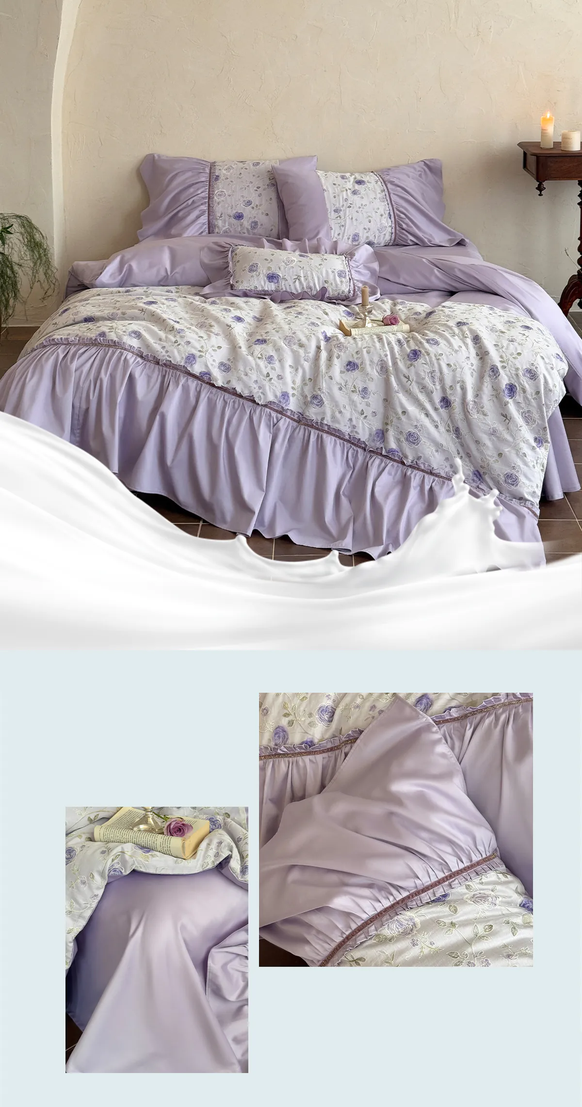 Vintage-Princess-Lavender-Lilac-100S-Cotton-Floral-Embroidery-Bedding-Set10