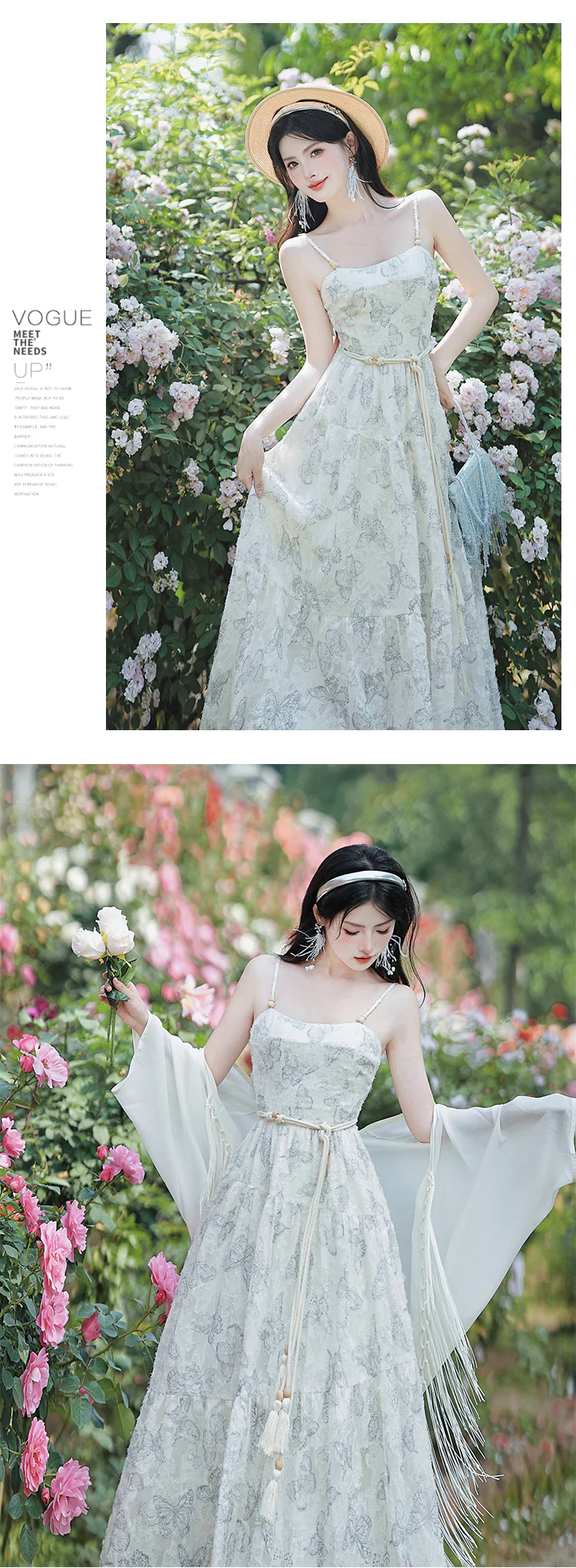 Elegant-French-Butterfly-Garden-Beach-Sundress-with-Tassel-Cardigan-Set11