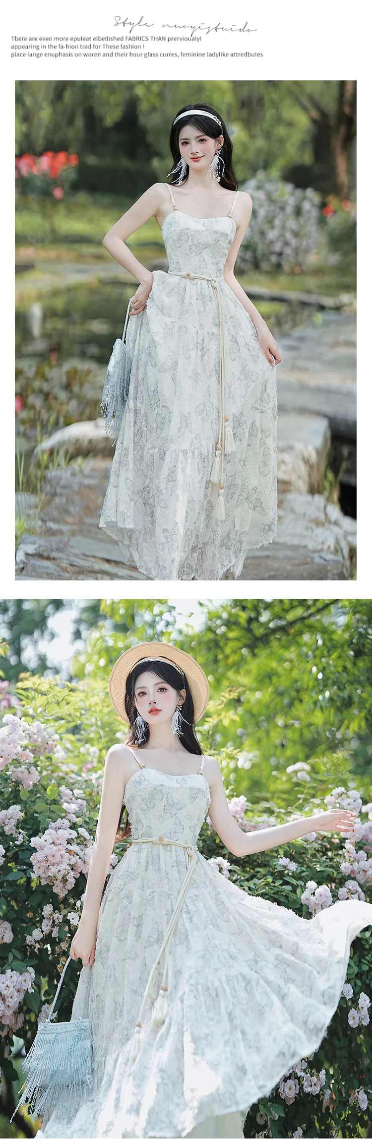 Elegant-French-Butterfly-Garden-Beach-Sundress-with-Tassel-Cardigan-Set12