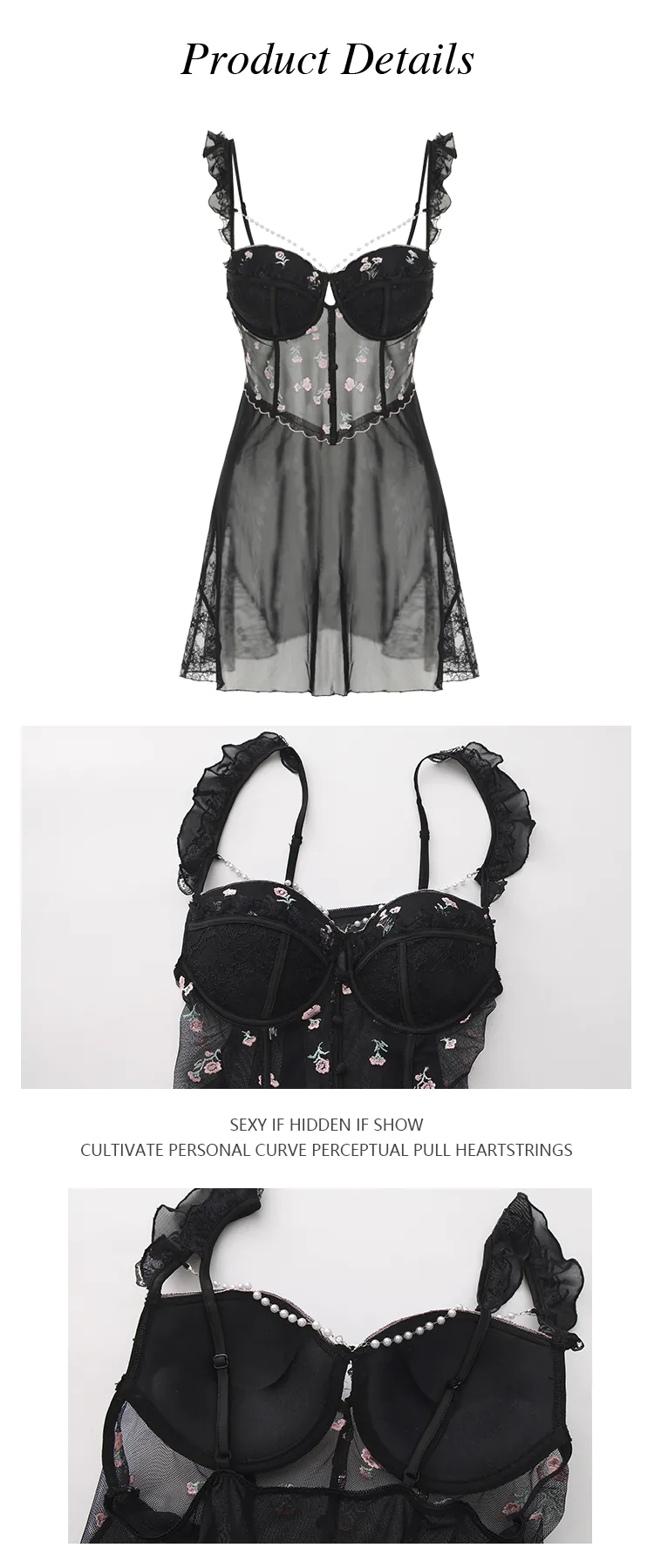 Black-Vintage-Floral-Embroidery-Sheer-Mesh-Bustier-Babydoll-Lingerie13