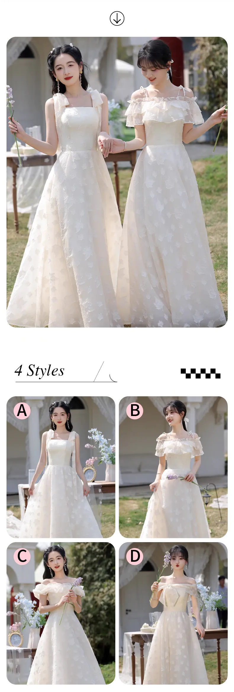 Romantic-French-Style-Champagne-Long-Bridesmaid-Dress-Wedding-Guest-Gown12