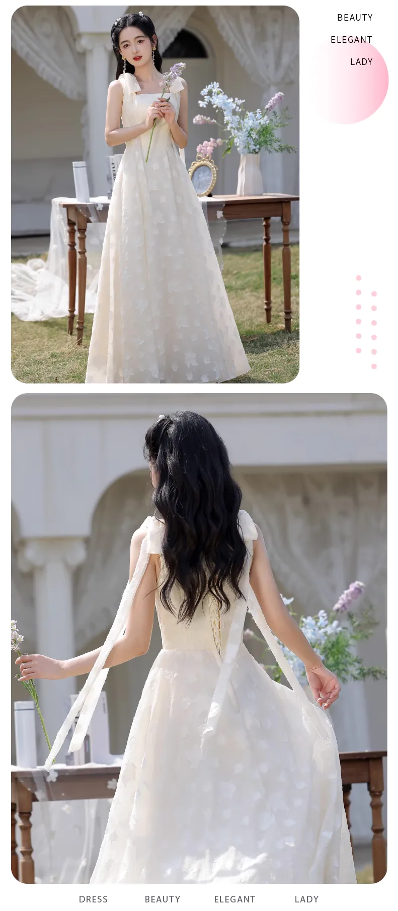 Romantic-French-Style-Champagne-Long-Bridesmaid-Dress-Wedding-Guest-Gown14