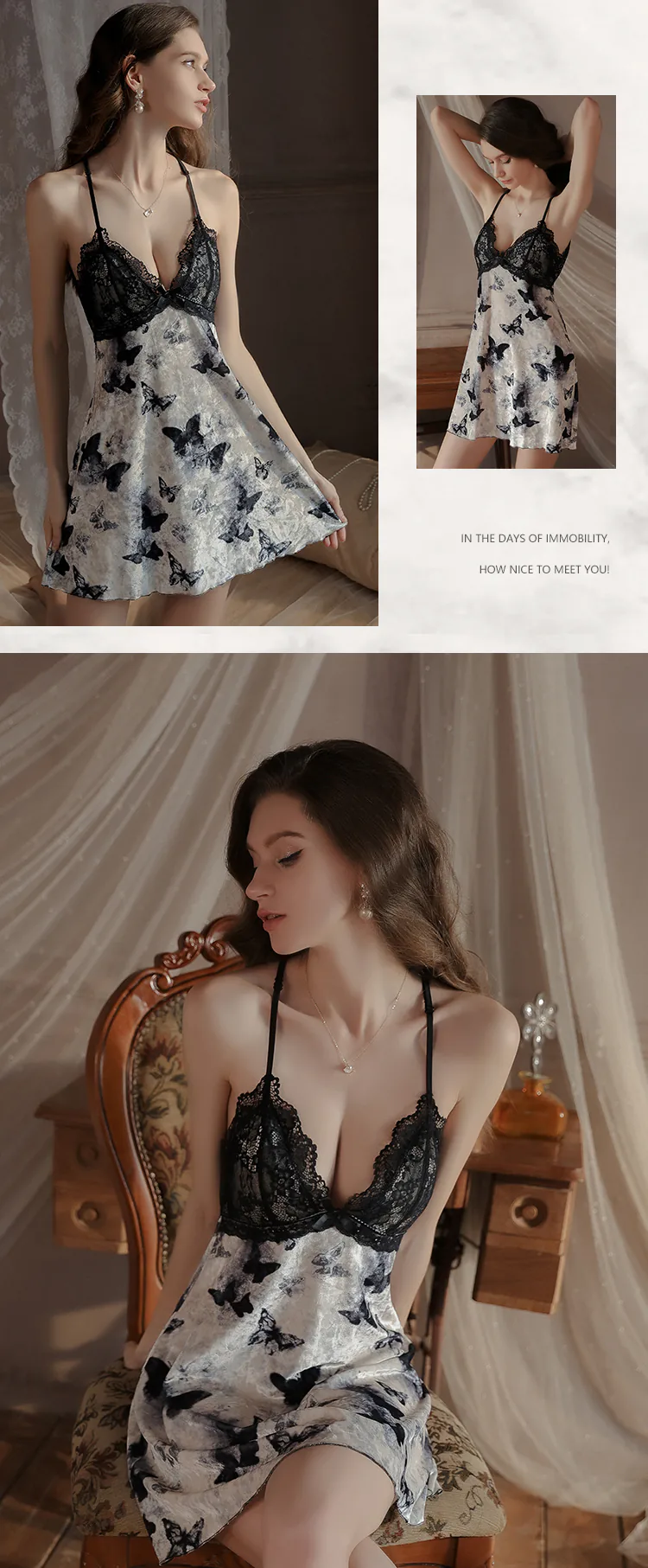 Sexy-Low-Cut-Open-Back-Lace-Trim-Butterfly-Print-Cami-Nightgown10