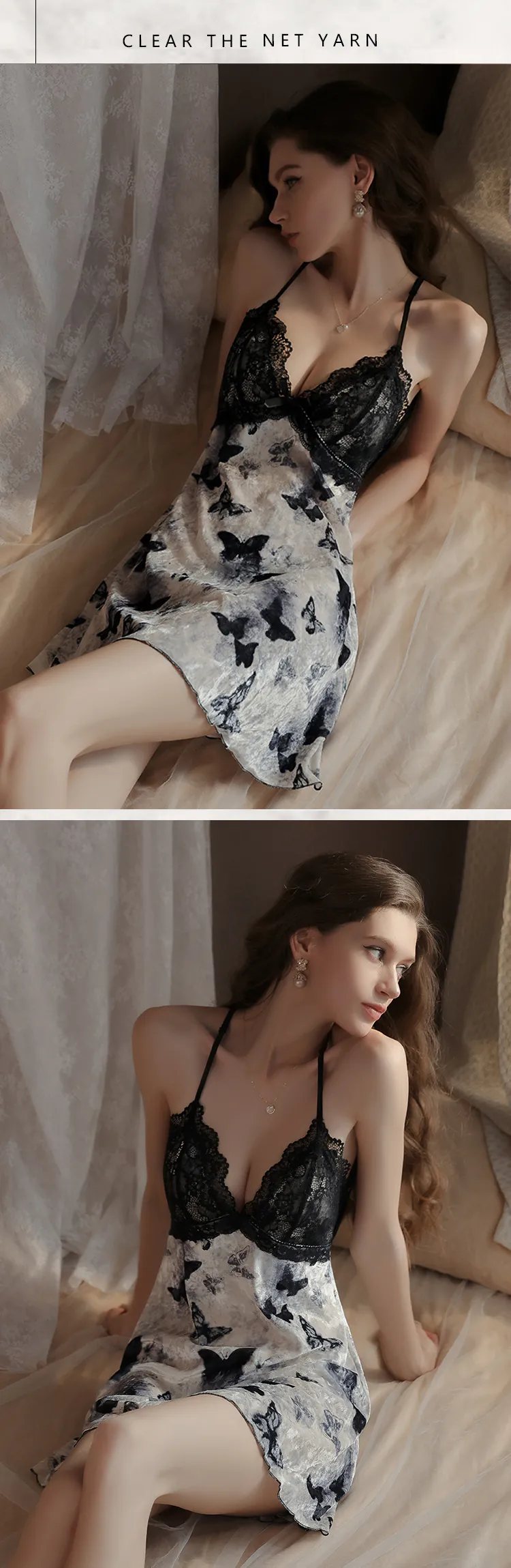 Sexy-Low-Cut-Open-Back-Lace-Trim-Butterfly-Print-Cami-Nightgown12