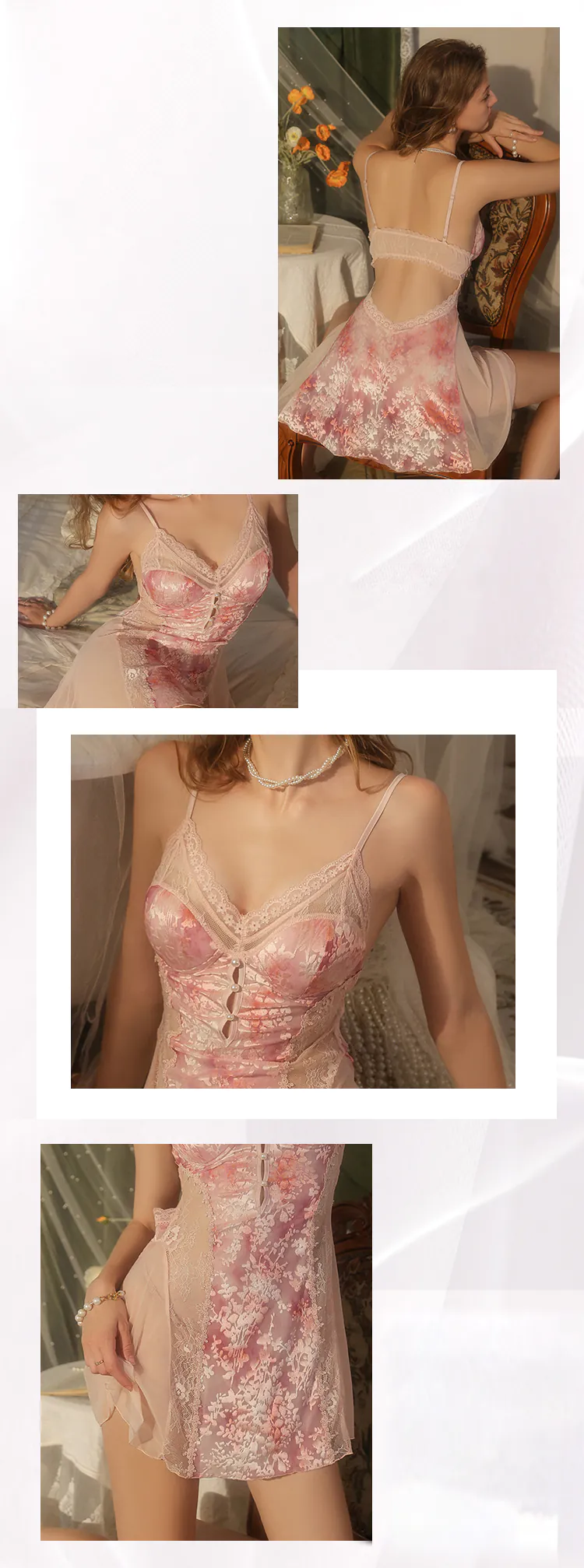 Sweet-French-Style-Backless-Sheer-Mesh-Bridal-Lace-Slip-Lingerie-Nightgown08