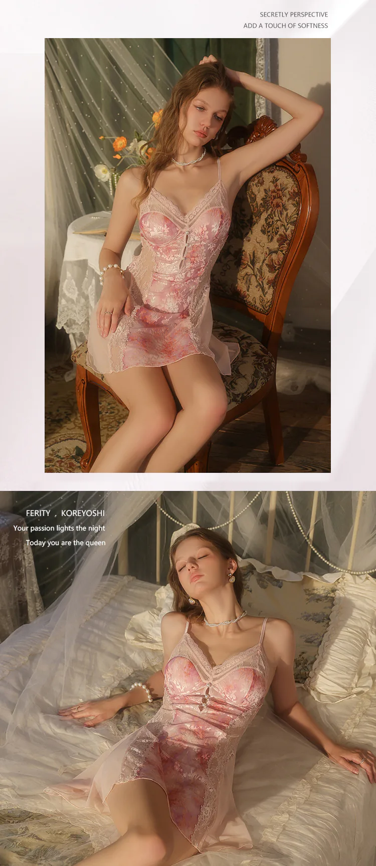 Sweet-French-Style-Backless-Sheer-Mesh-Bridal-Lace-Slip-Lingerie-Nightgown10