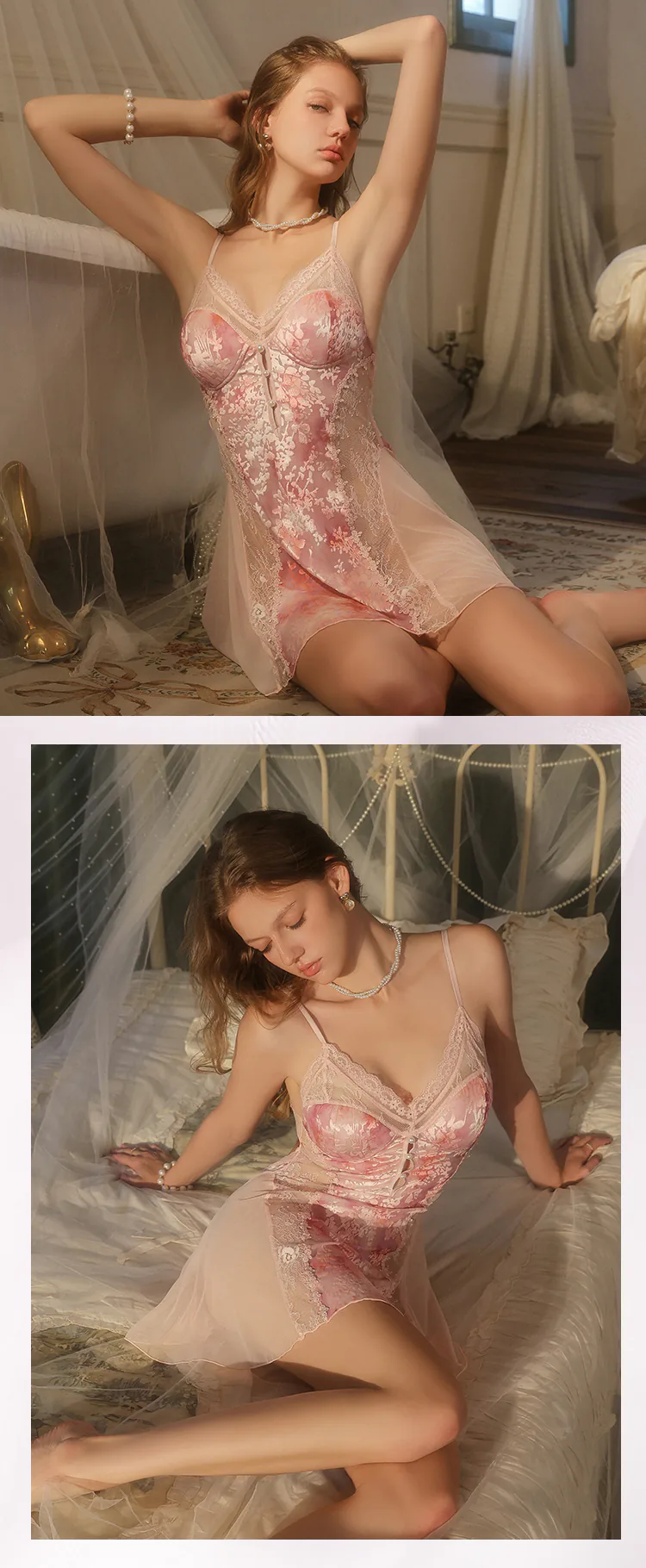 Sweet-French-Style-Backless-Sheer-Mesh-Bridal-Lace-Slip-Lingerie-Nightgown12