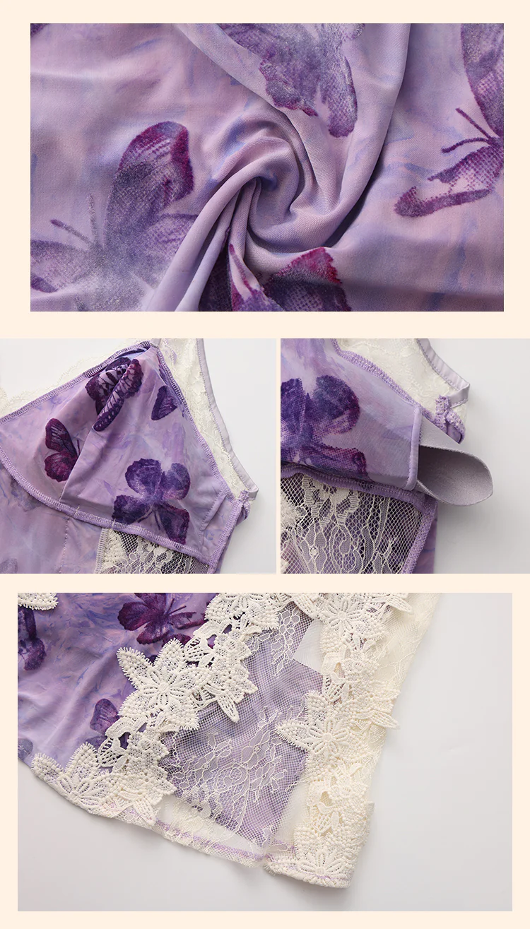 V-Neck-Butterfly-Print-Sheer-Mesh-Lace-Spaghetti-Strap-Babydoll-Nightgown19
