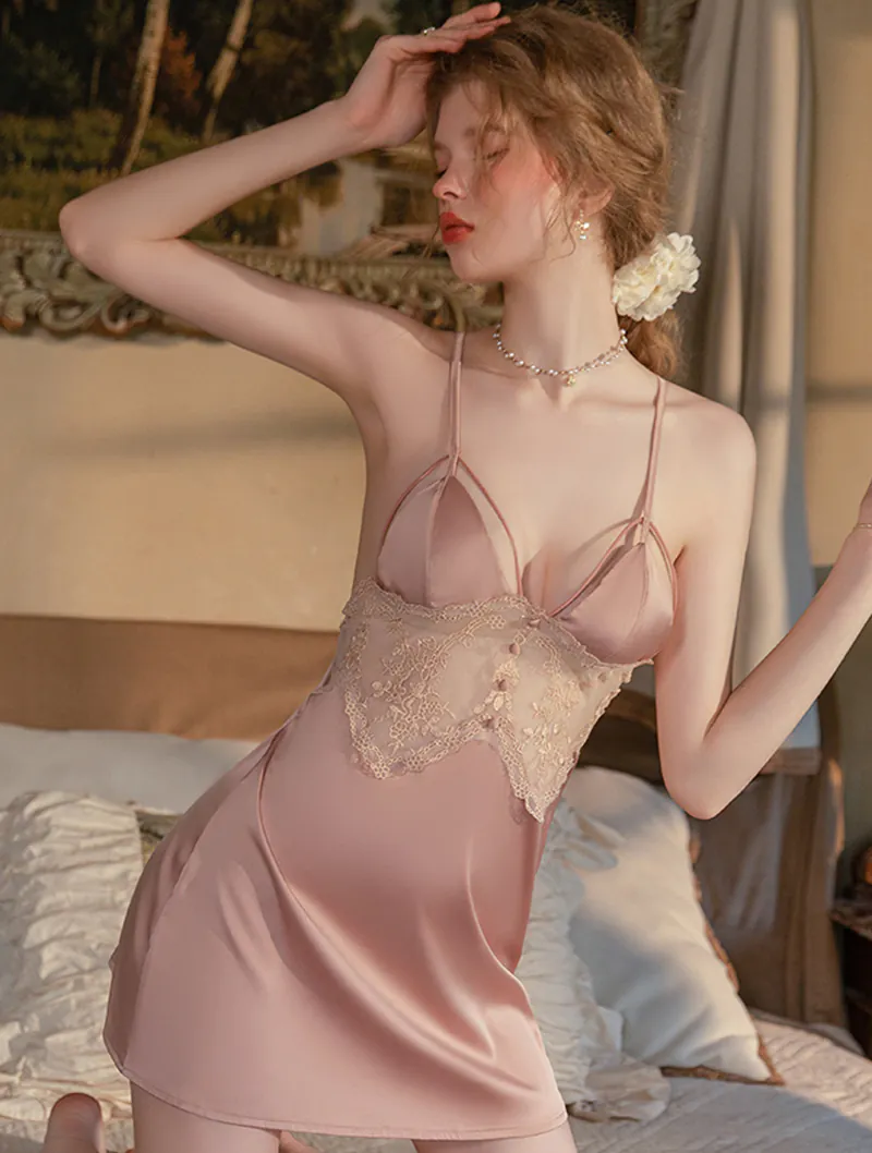 Women Soft Sheer Lace Bodice Built In Bra Babydoll Nightgown Lingerie04 Women Soft Sheer Lace Bodice Built In Bra Babydoll Nightgown Lingerie04