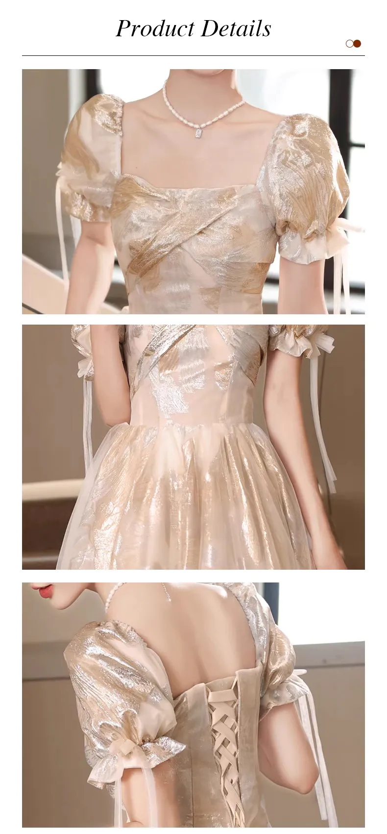 Champagne Gold Short Sleeve Plus Size Long Prom Dress Evening Gown (Size: XL)
