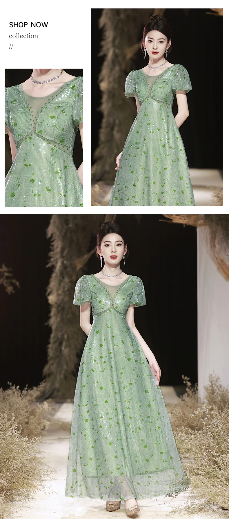 Mint-Green-V-Neck-Sequin-Glitter-Formal-Occasions-Prom-Evening-Dress11
