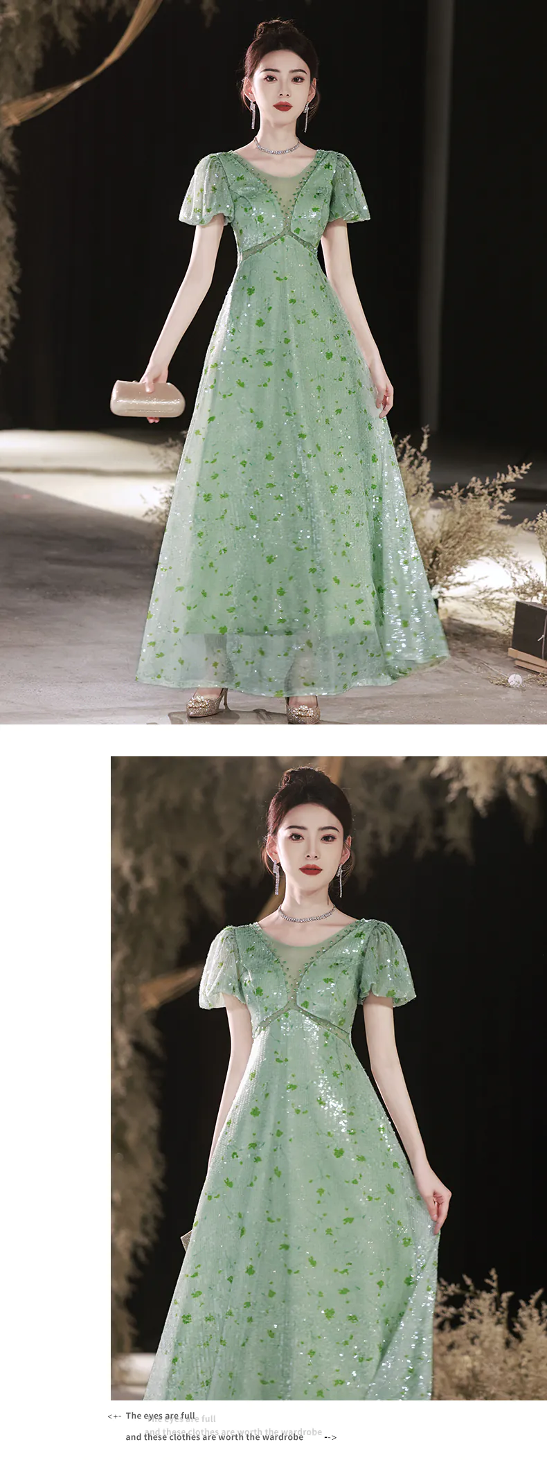 Mint-Green-V-Neck-Sequin-Glitter-Formal-Occasions-Prom-Evening-Dress13