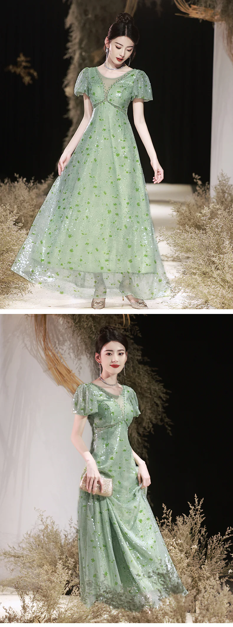 Mint-Green-V-Neck-Sequin-Glitter-Formal-Occasions-Prom-Evening-Dress15