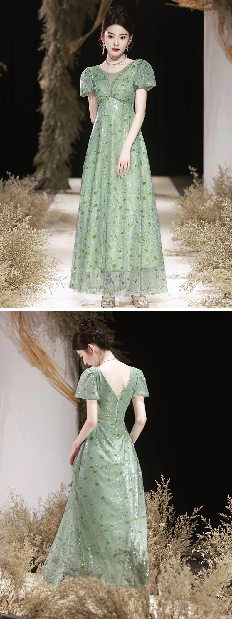 Mint-Green-V-Neck-Sequin-Glitter-Formal-Occasions-Prom-Evening-Dress16