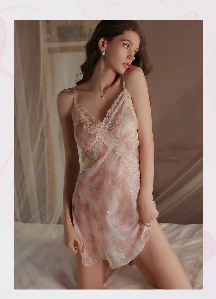 Sheer-Chiffon-Nightdress-with-Padded-Bra-Floral-Babydoll-Nightgown13