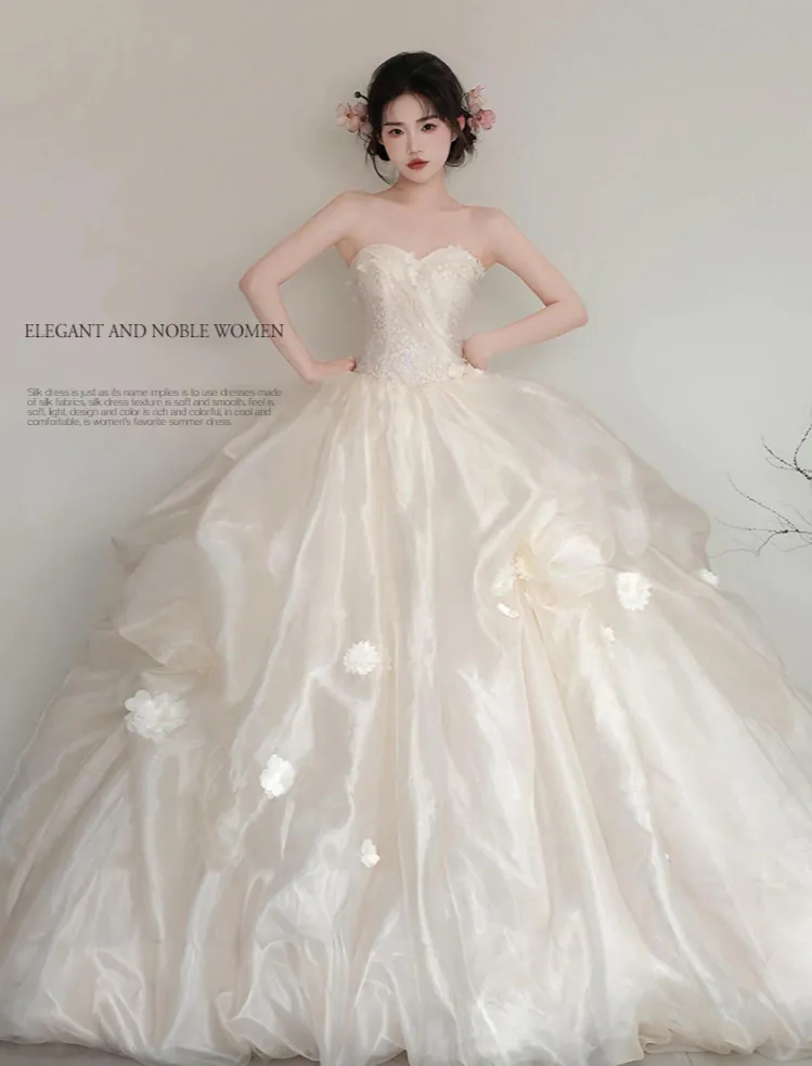 Sweet-Creamy-White-Princess-Tube-Top-Puffy-Skirt-Strapless-Formal-Maxi-Dress06