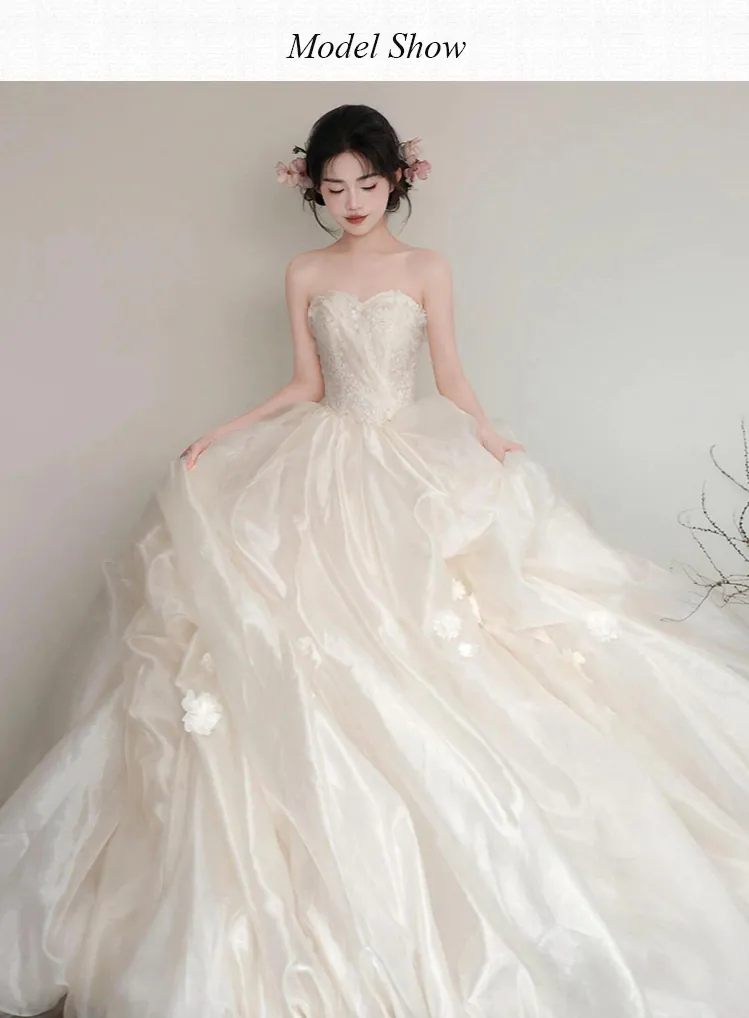 Sweet-Creamy-White-Princess-Tube-Top-Puffy-Skirt-Strapless-Formal-Maxi-Dress08