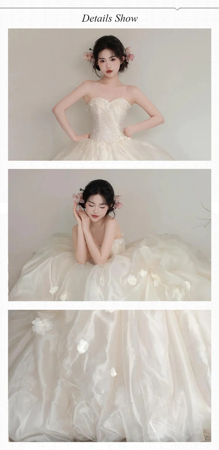 Sweet-Creamy-White-Princess-Tube-Top-Puffy-Skirt-Strapless-Formal-Maxi-Dress12