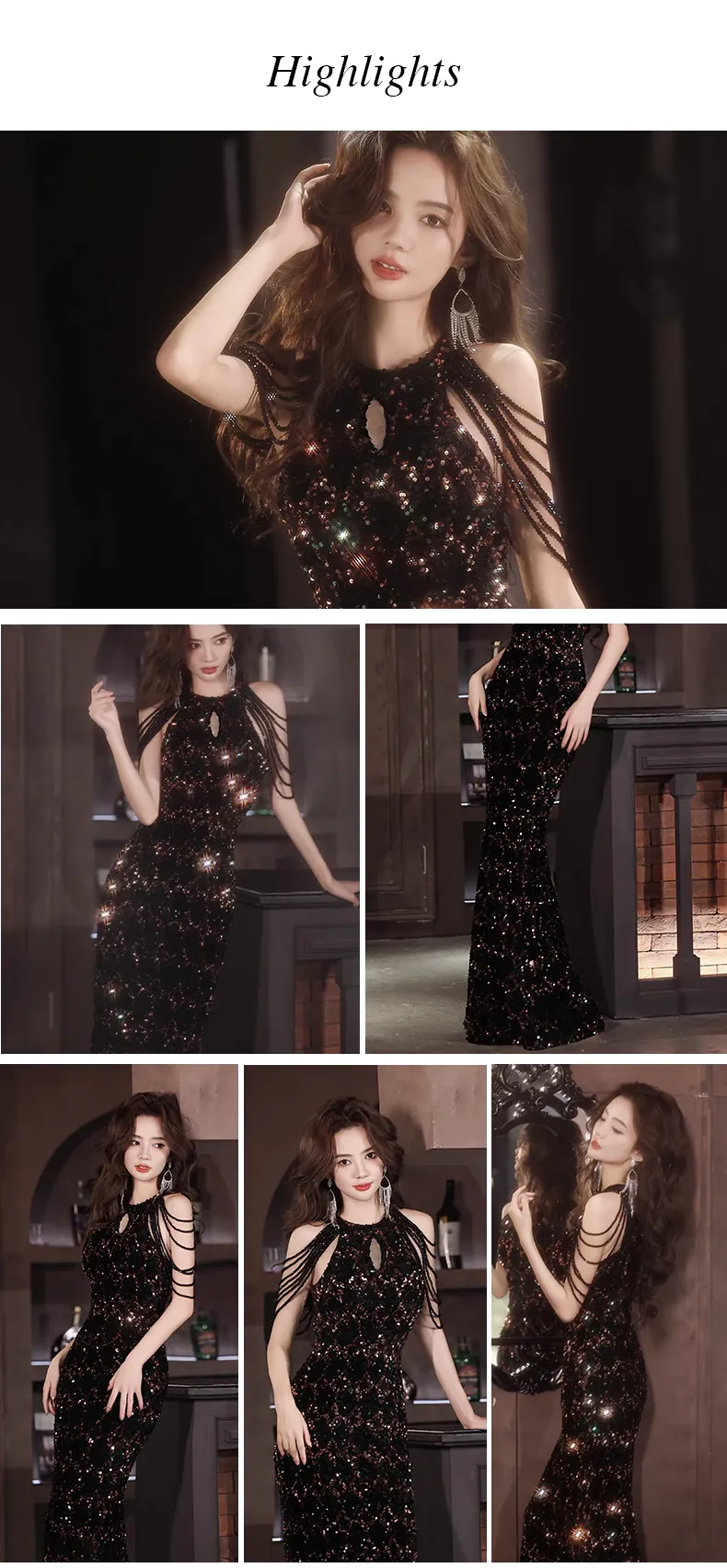 Unique-Halter-Neck-Fringe-Plus-Size-Black-Sparkly-Prom-Dress-Ball-Gown09