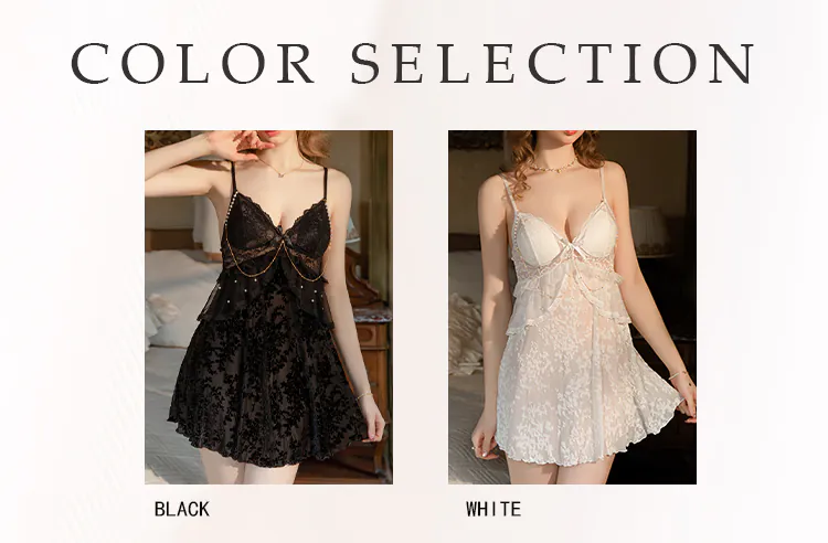 Velvet-Flocked-Pearl-Chain-Deep-V-Neck-Backless-Lace-Camisole-Nightgown12