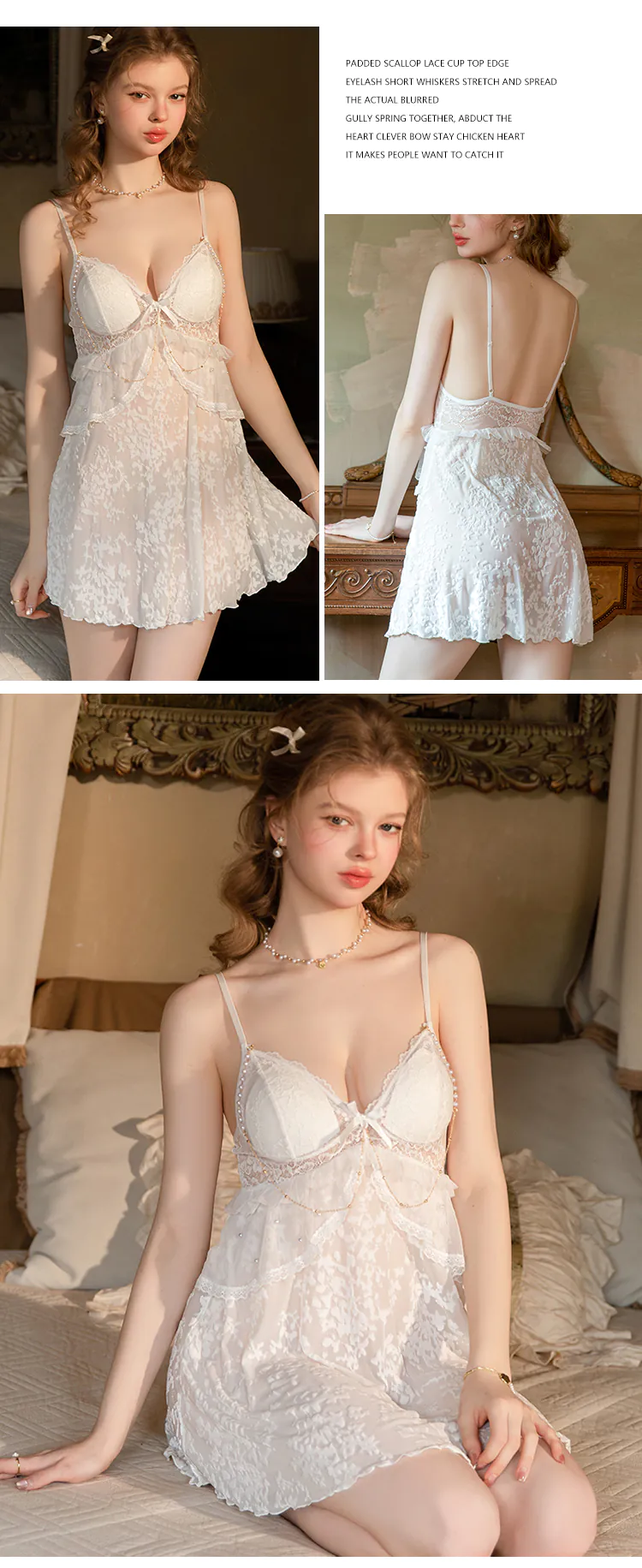 Velvet-Flocked-Pearl-Chain-Deep-V-Neck-Backless-Lace-Camisole-Nightgown14