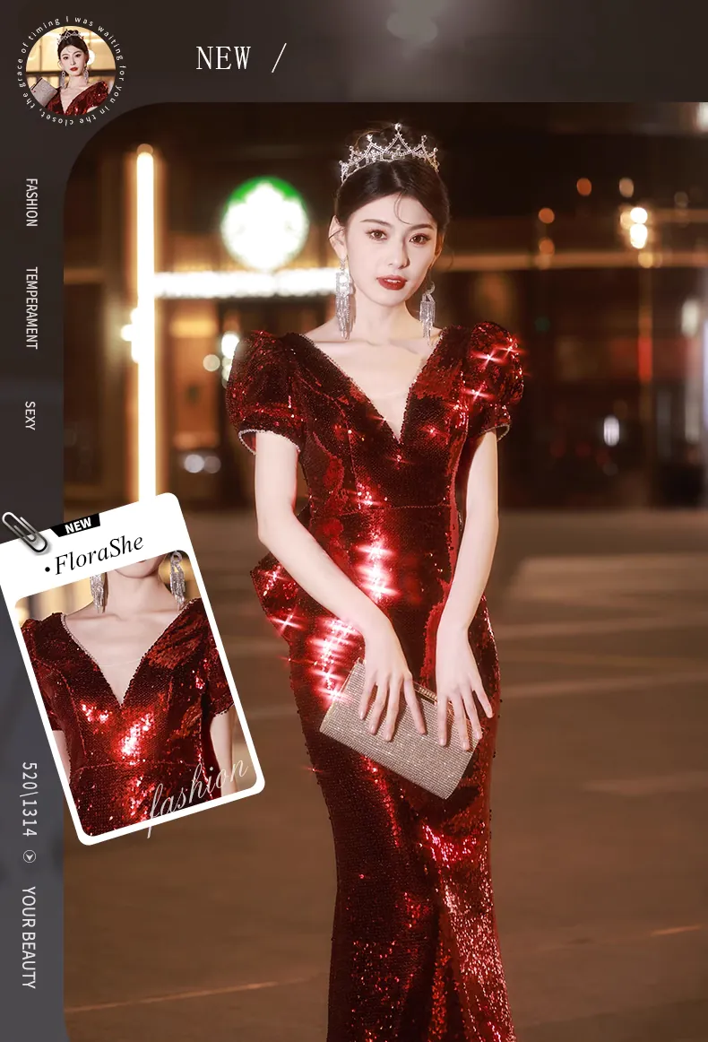 Beautiful-Burgundy-V-Neck-Sequin-Mermaid-Prom-Formal-Evening-Dress07