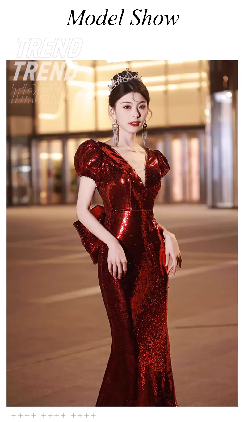 Beautiful-Burgundy-V-Neck-Sequin-Mermaid-Prom-Formal-Evening-Dress10