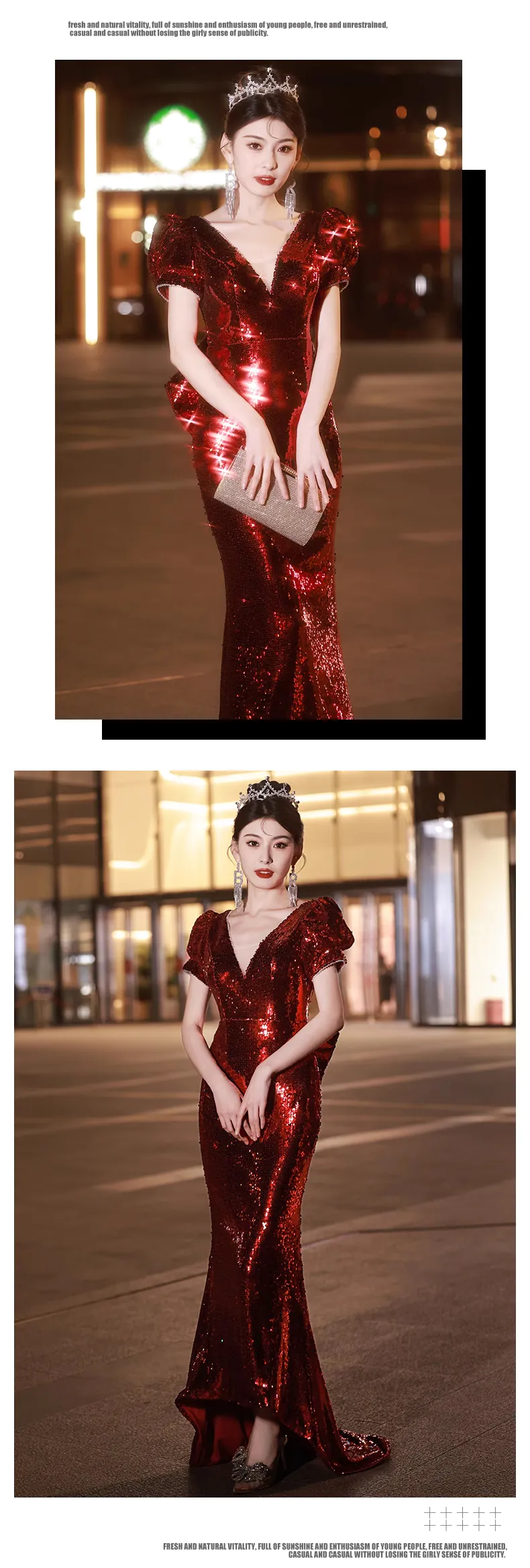 Beautiful-Burgundy-V-Neck-Sequin-Mermaid-Prom-Formal-Evening-Dress14