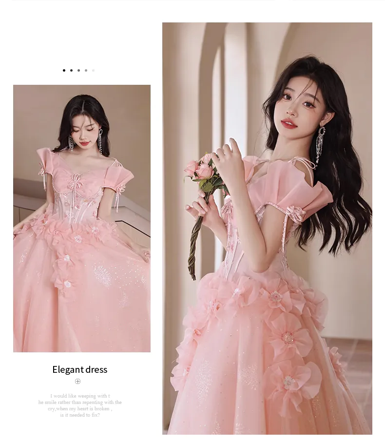 Beautiful-Pink-Floral-Chiffon-Wedding-Formal-Evening-Gown-Prom-Dress11