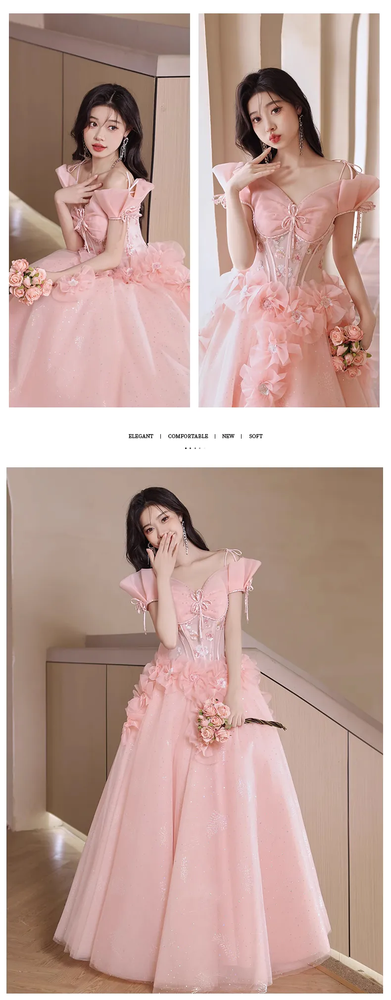 Beautiful-Pink-Floral-Chiffon-Wedding-Formal-Evening-Gown-Prom-Dress13