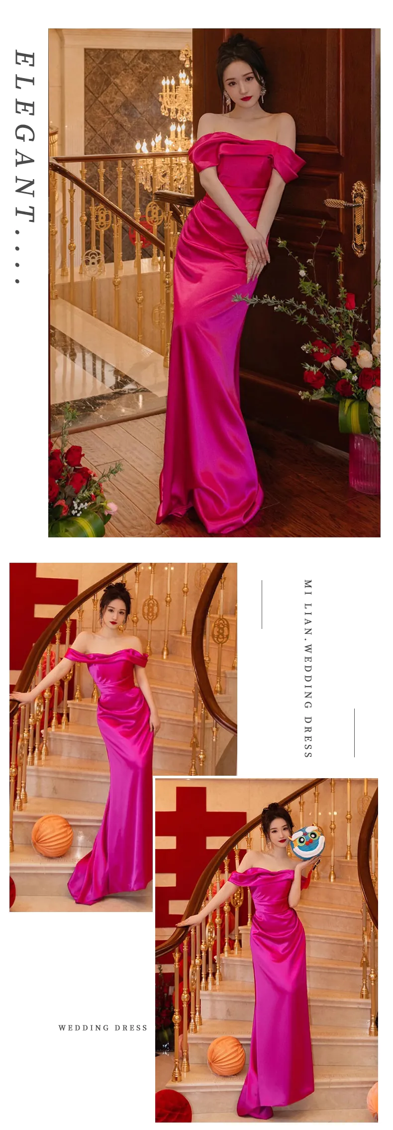 Chic-Rose-Red-Off-the-Shoulder-Satin-Bridal-Gown-Formal-Prom-Dress08