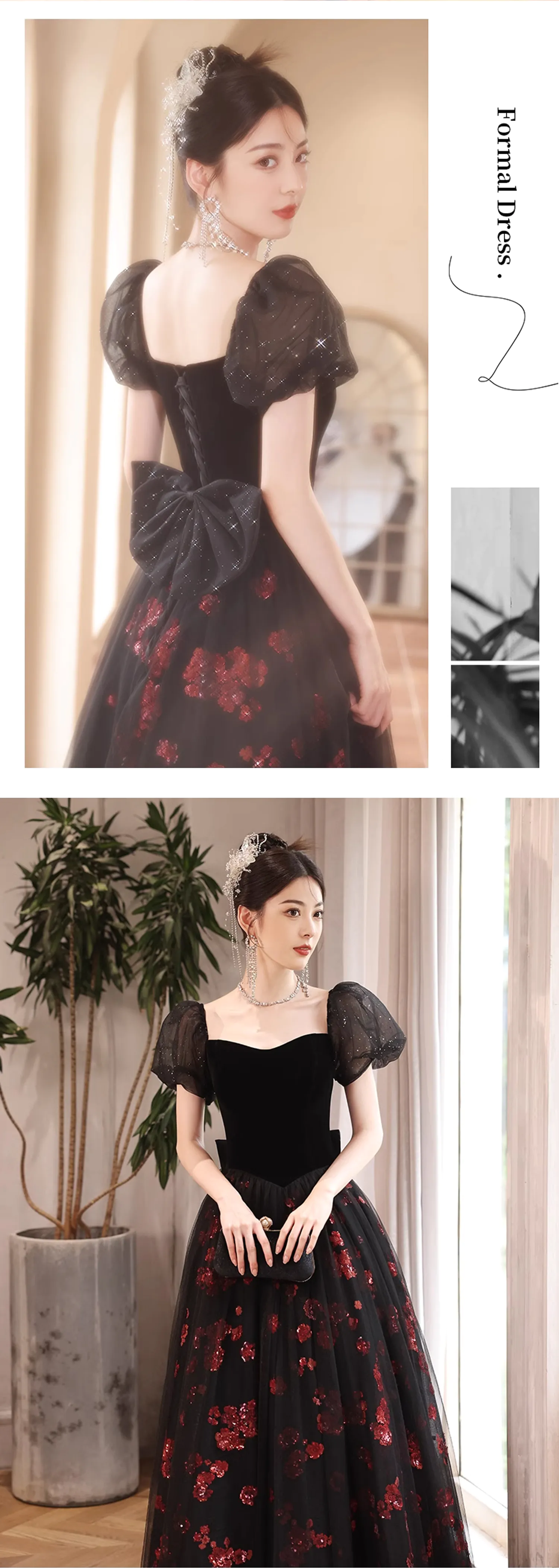 Chic-Square-Neck-Black-Evening-Gown-Formal-Party-Dress-with-Sleeves12